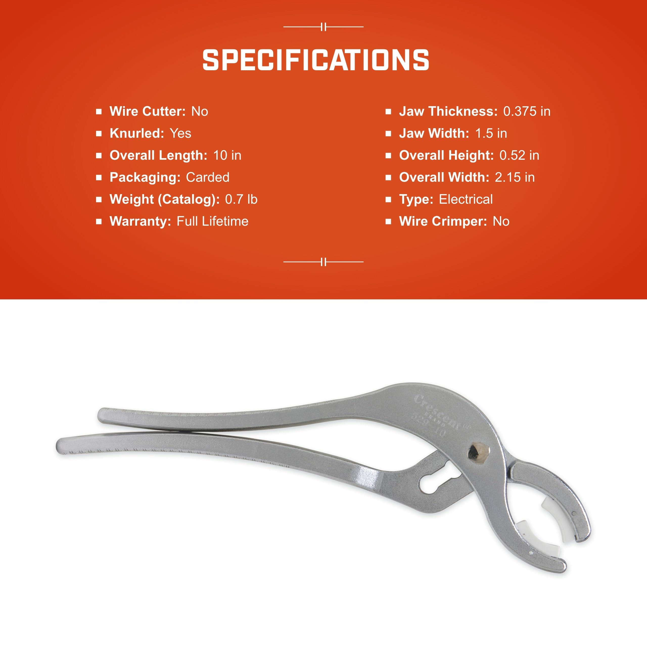 Crescent 10" A-N Connector Adjustable Joint Pliers - 52910N - Image 5