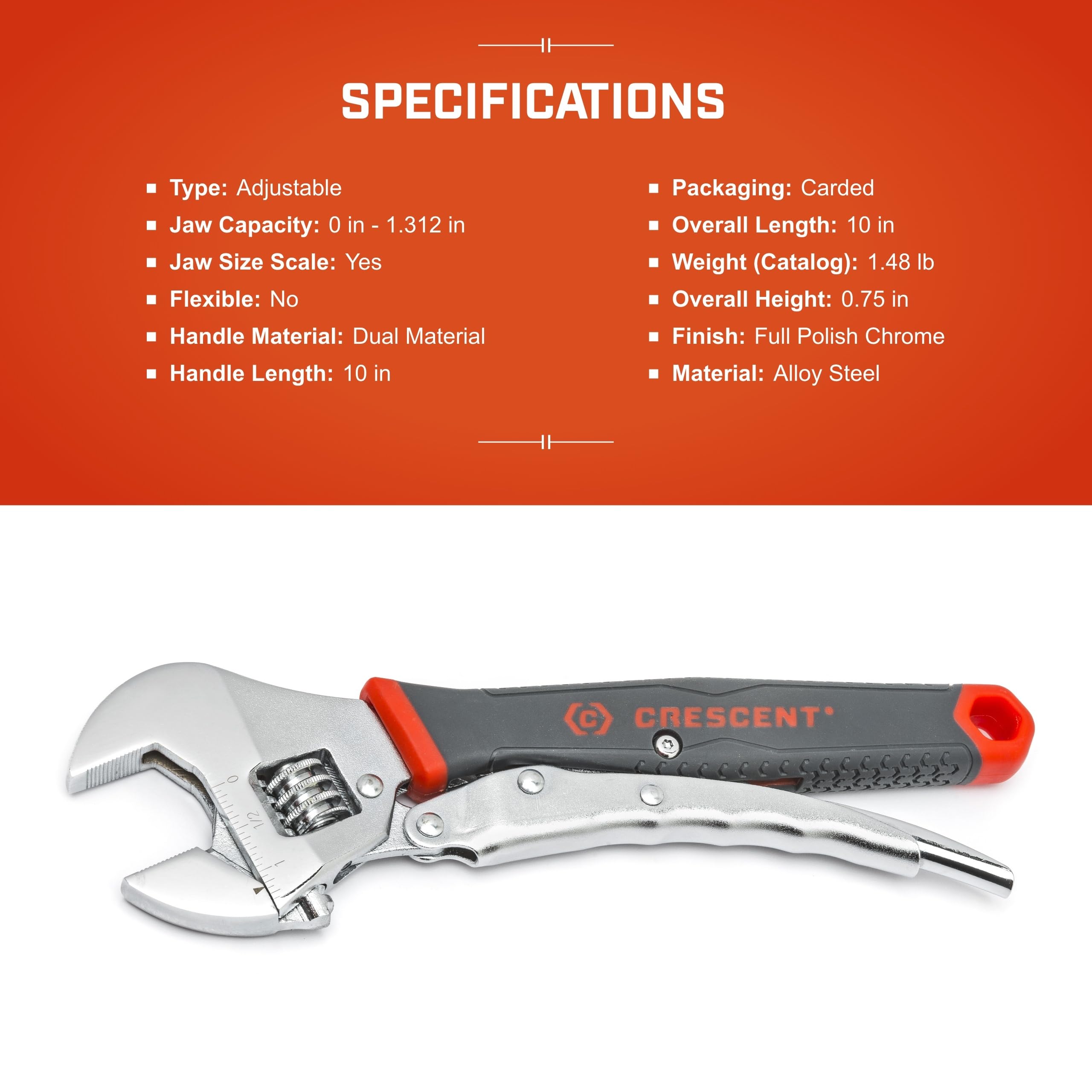 Crescent 10" Locking Adjustable Dual Material Wrench - ACL10VS - Image 5