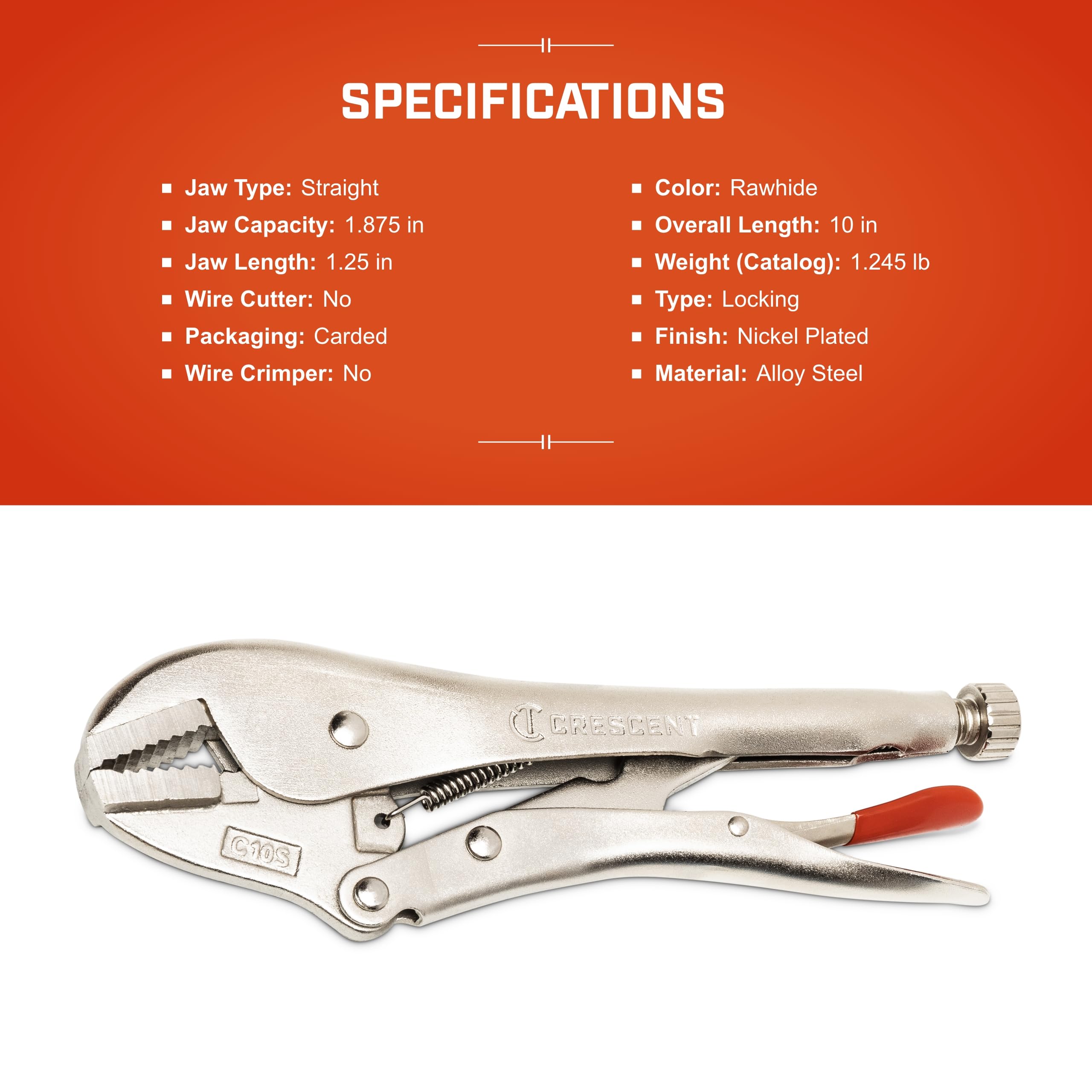 Crescent 10" Straight Jaw Locking Pliers - C10SVN - Image 5