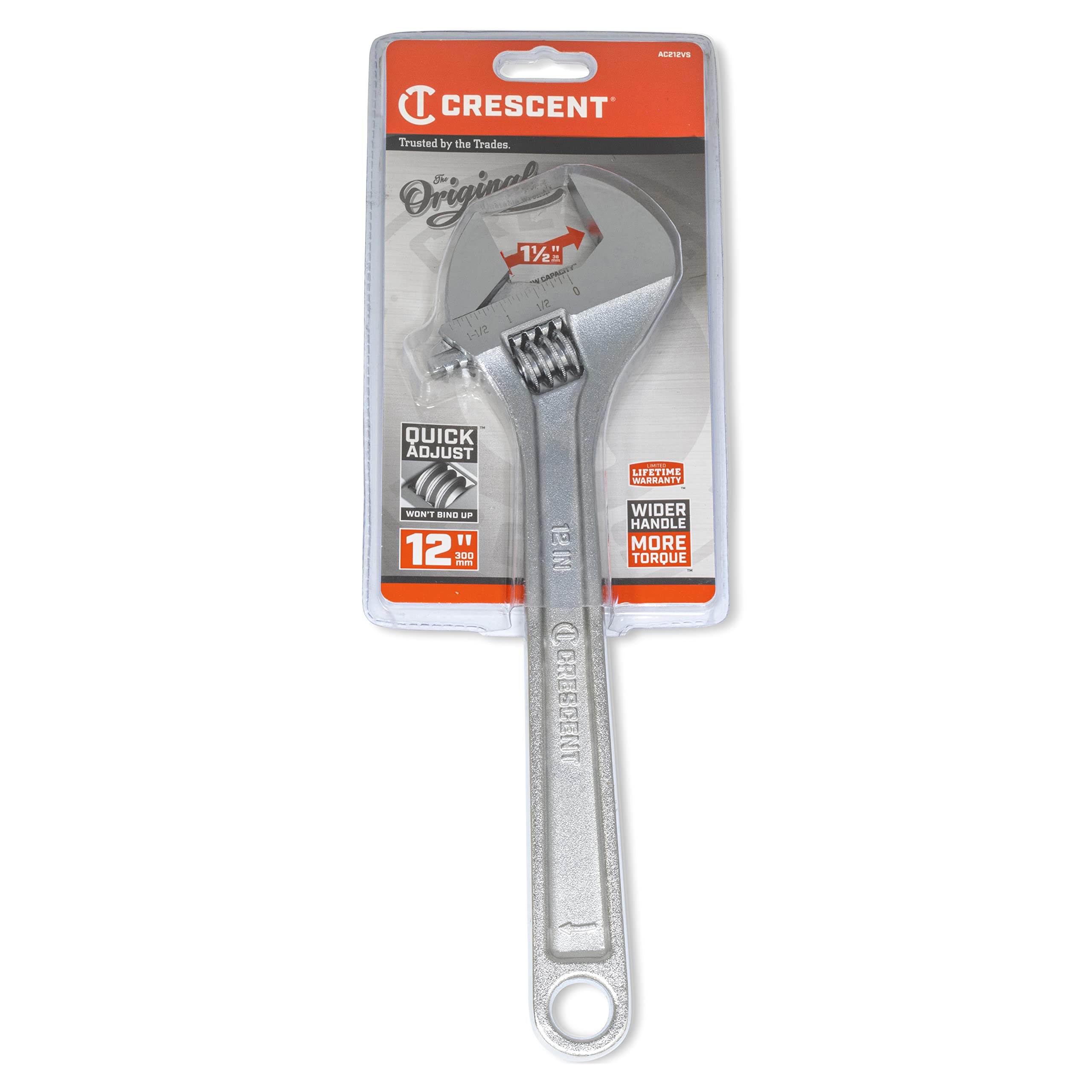 Crescent 12" Adjustable Wrench - Carded - AC212VS, Chrome - Image 8