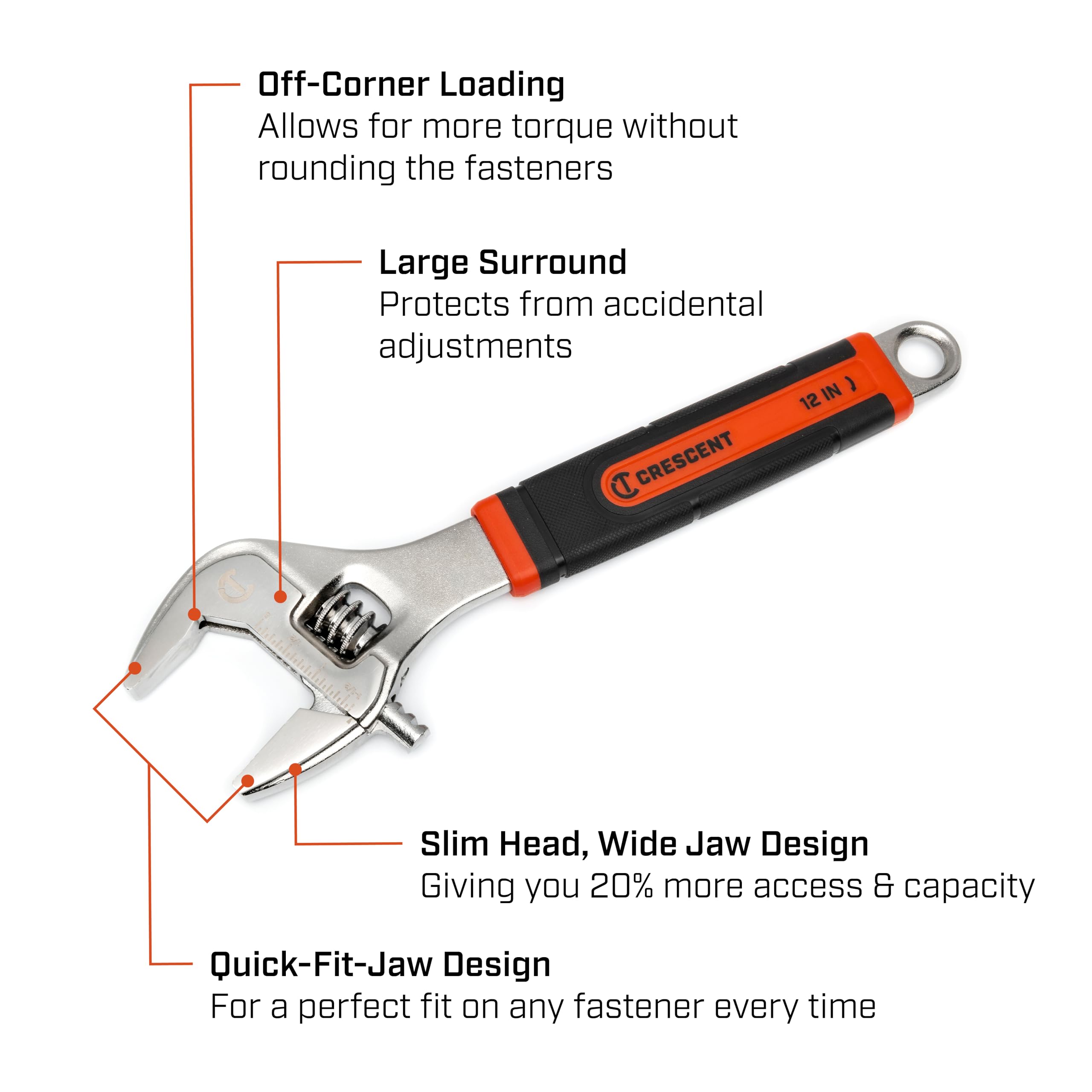 Crescent 12" Adjustable Wrench with Quick-Fit-Jaw | AC312CVS - Image 2