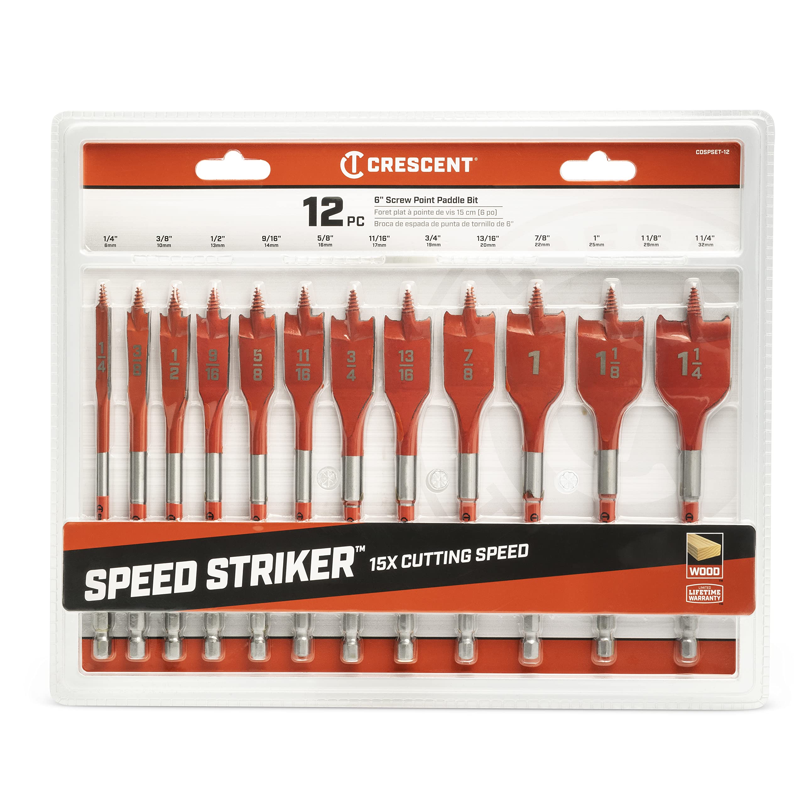 Crescent 12 Piece Screw Point Paddle Drill Bit Set | CDSPSET-12 - Image 7