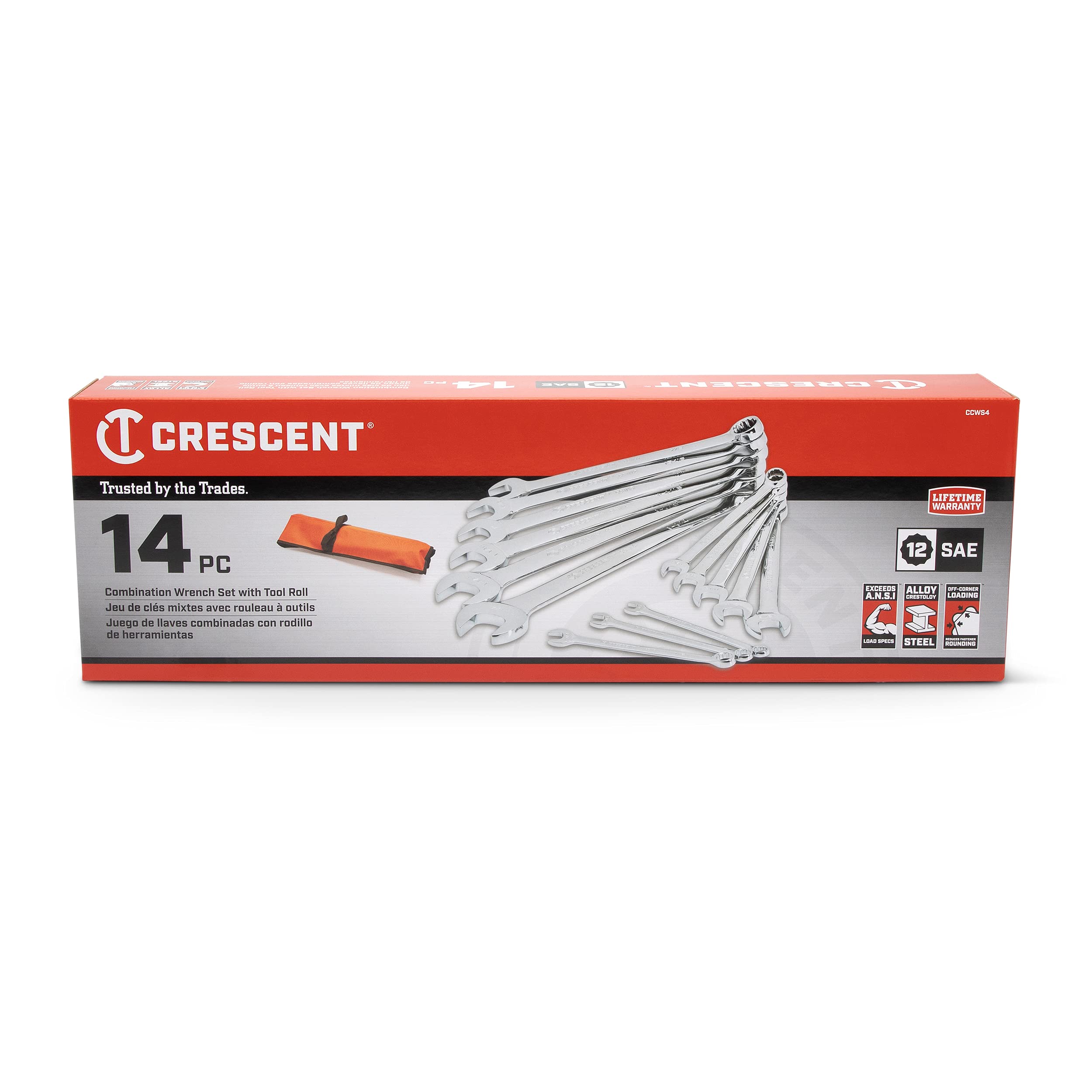 Crescent 14 Piece 12 Point SAE Combination Wrench Set with Tool Roll - CCWS4-05 - Image 12