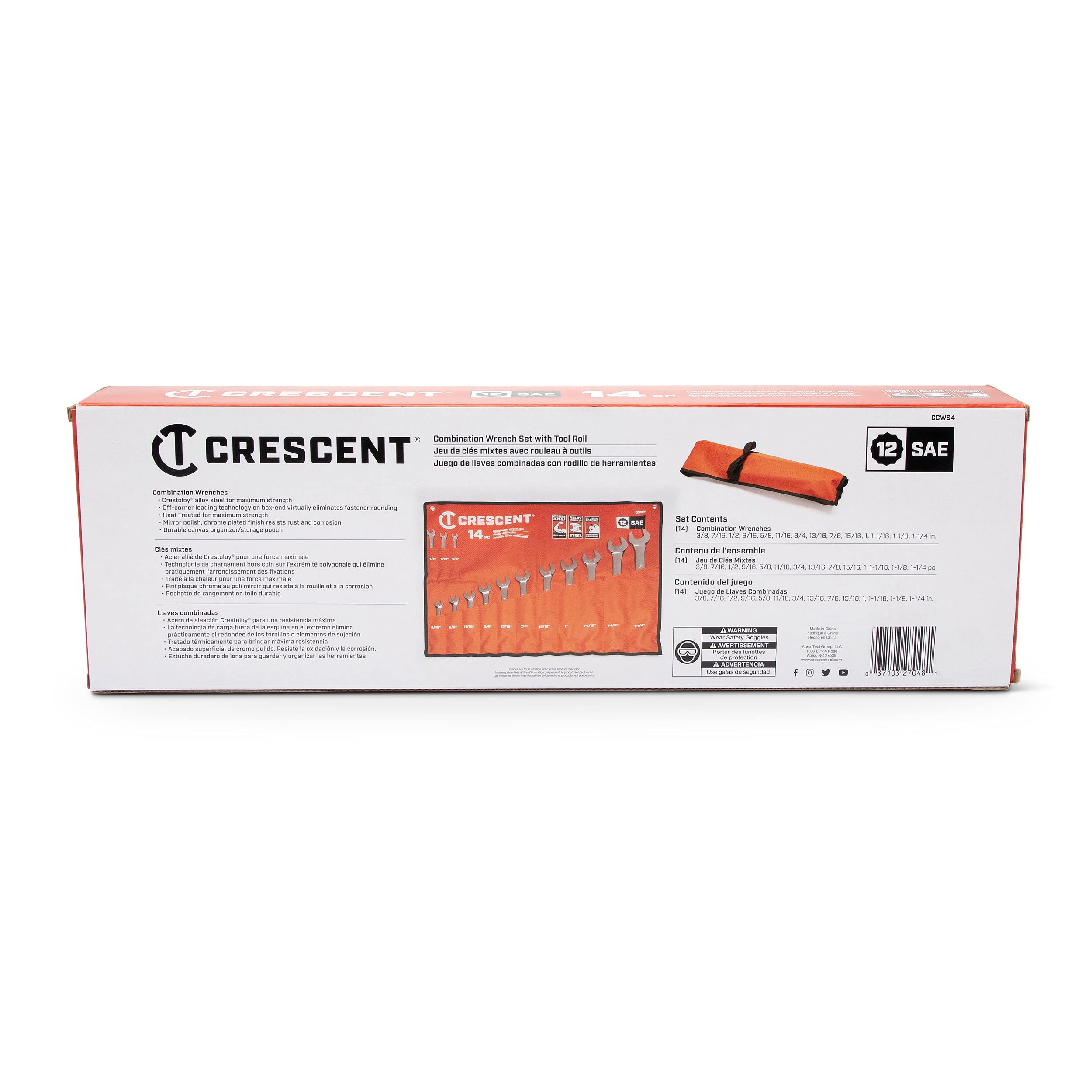Crescent 14 Piece 12 Point SAE Combination Wrench Set with Tool Roll - CCWS4-05 - Image 13