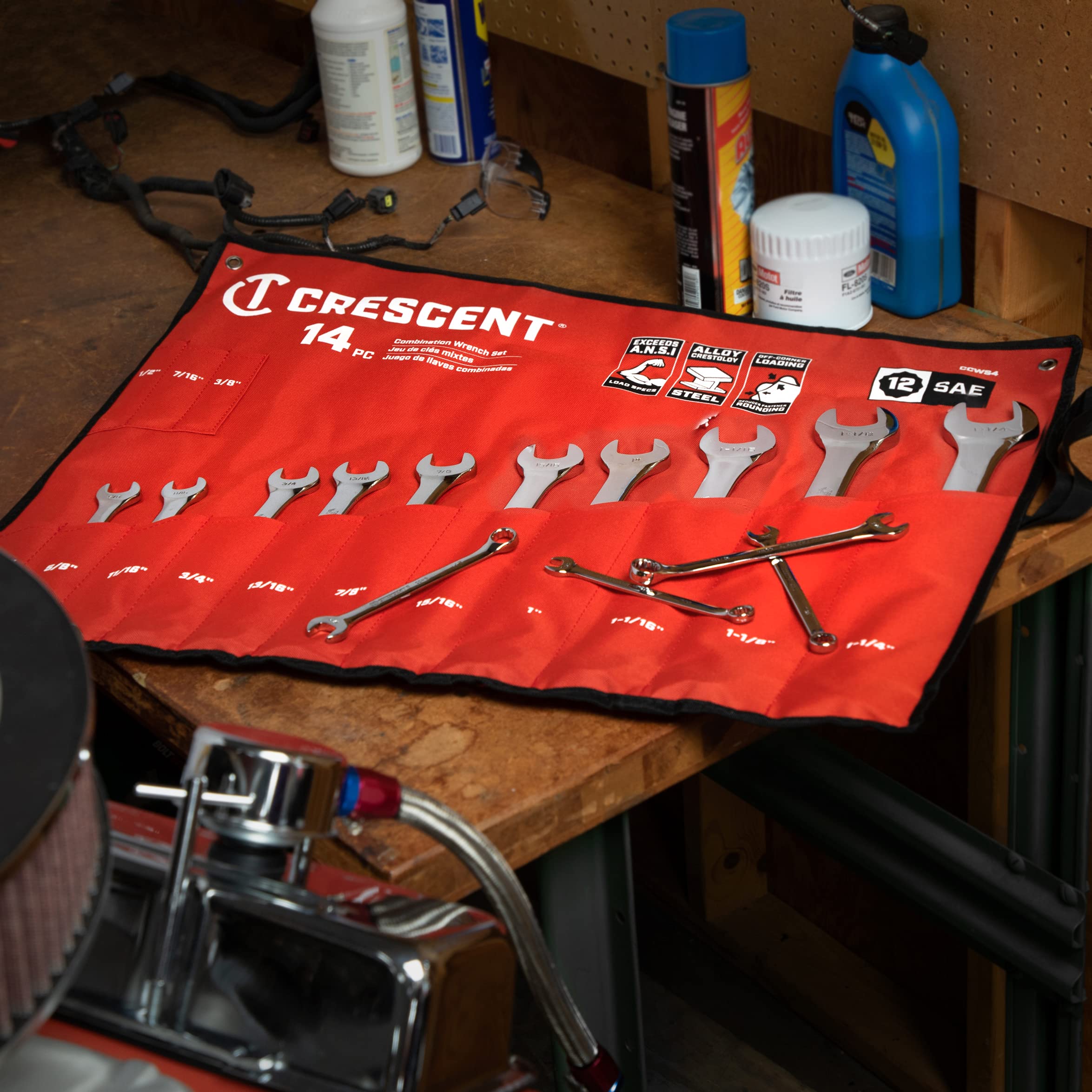 Crescent 14 Piece 12 Point SAE Combination Wrench Set with Tool Roll - CCWS4-05 - Image 5