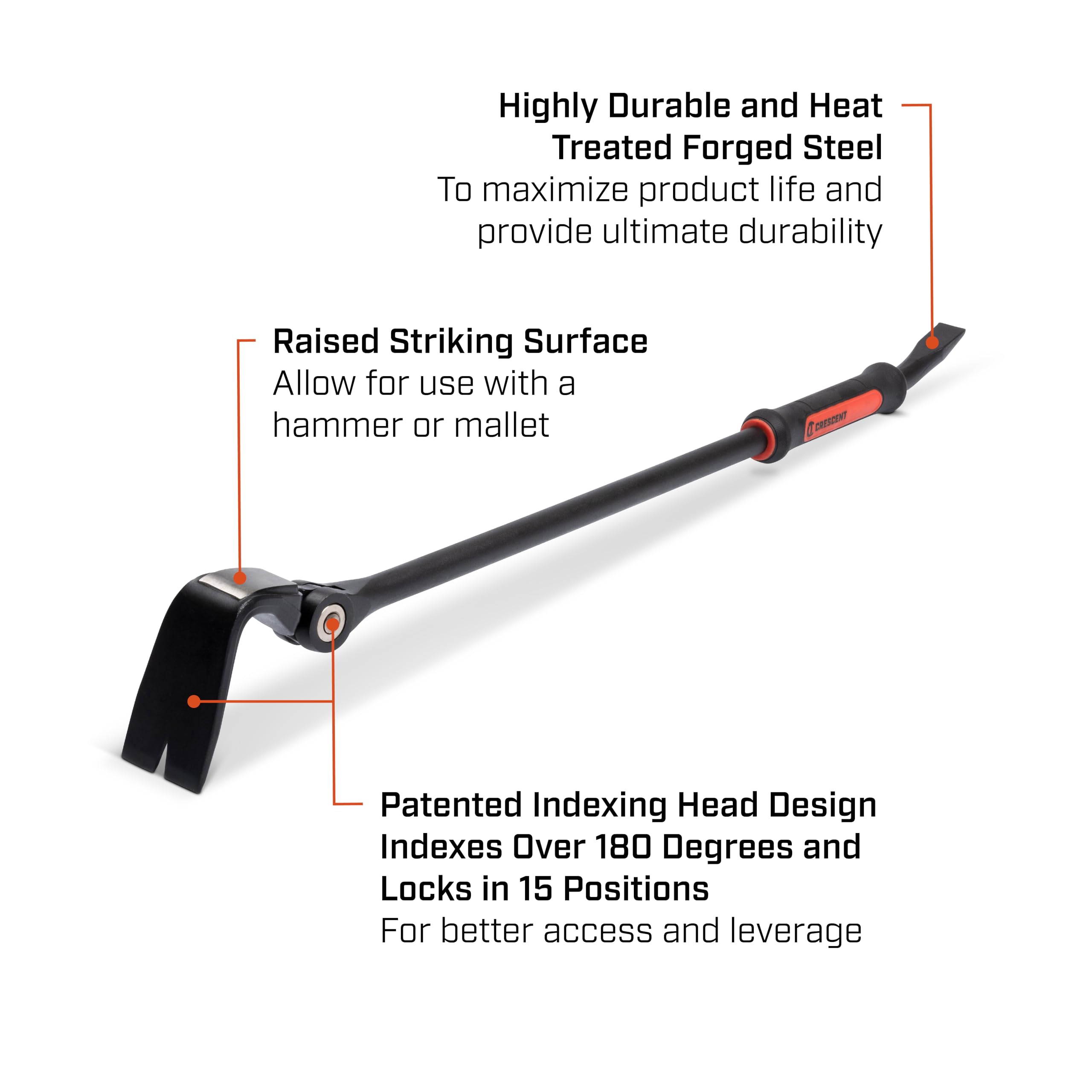 Crescent 18” Indexing Flat Pry Bar - DB18X, Red/Black - Image 5