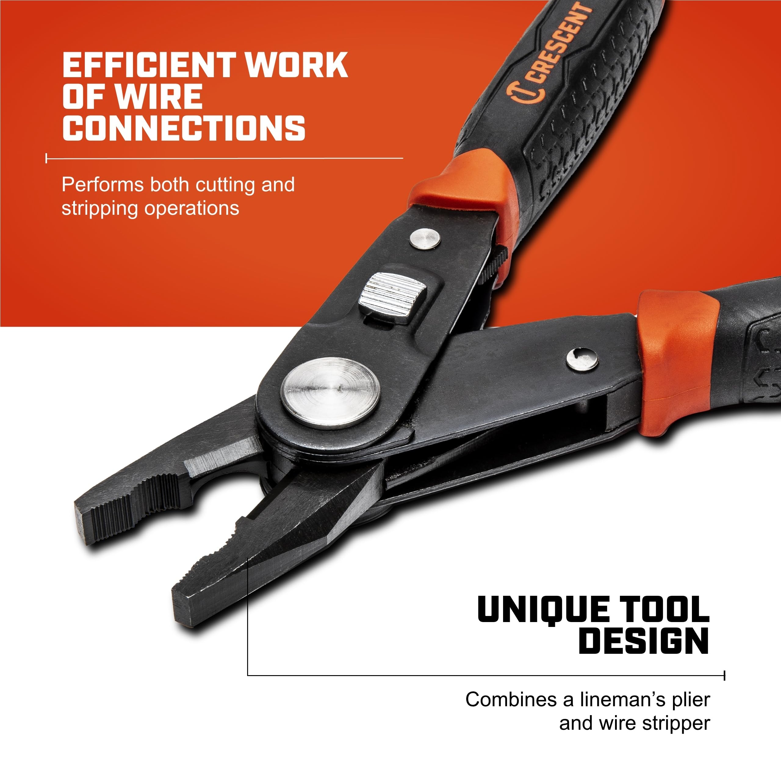 Crescent 2 in 1 Combo Dual Material Linesman's Pliers and Wire Stripper - CCP8V , Black - Image 5