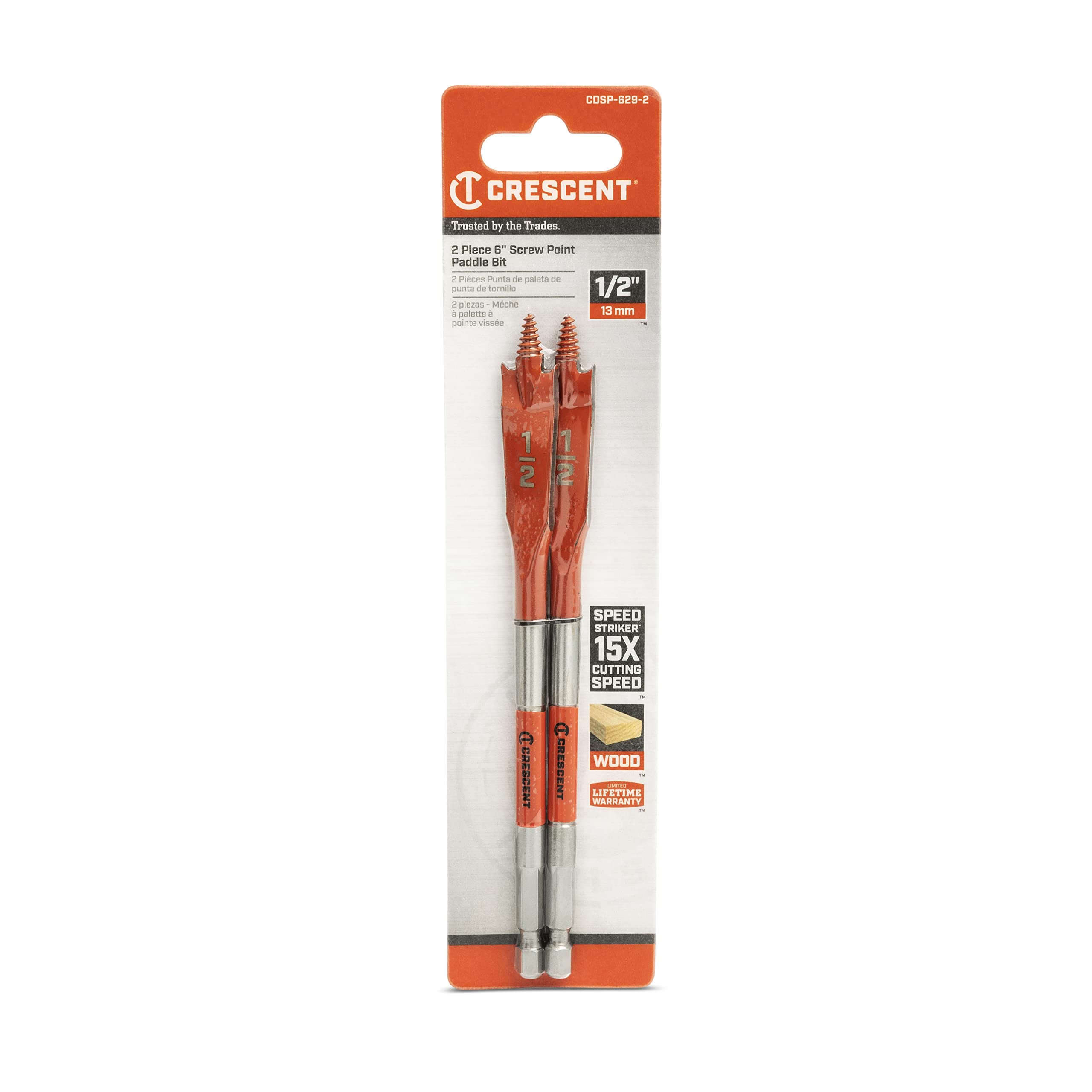 Crescent 2 Piece Screw Point Paddle Drill Bit | 6" x 1/2" | CDSP-629-2 - Image 6