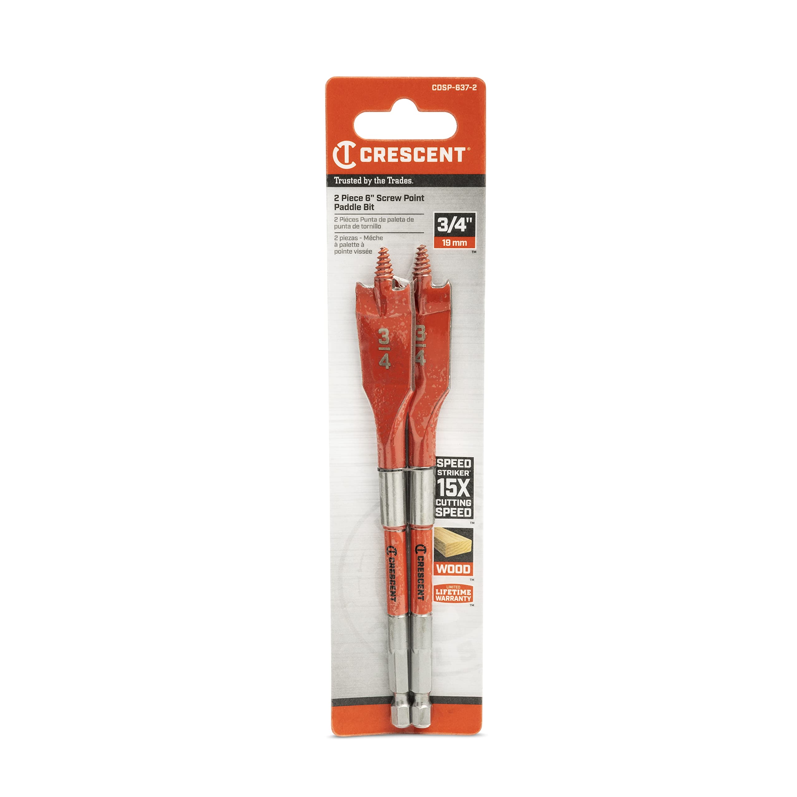 Crescent 2 Piece Screw Point Paddle Drill Bit | 6" x 3/4" | CDSP-637-2 - Image 6
