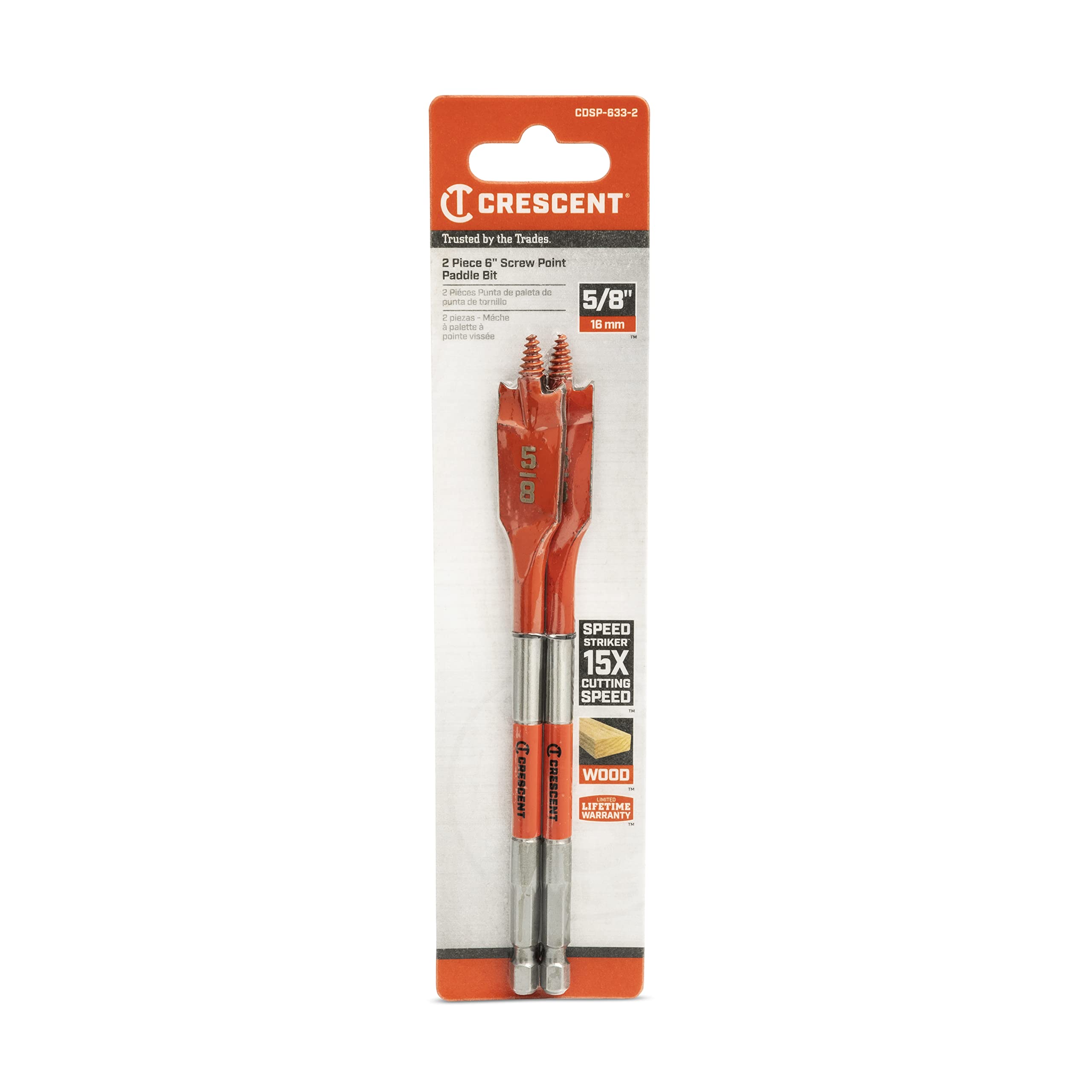 Crescent 2 Piece Screw Point Paddle Drill Bit | 6" x 5/8" | CDSP-633-2 - Image 6