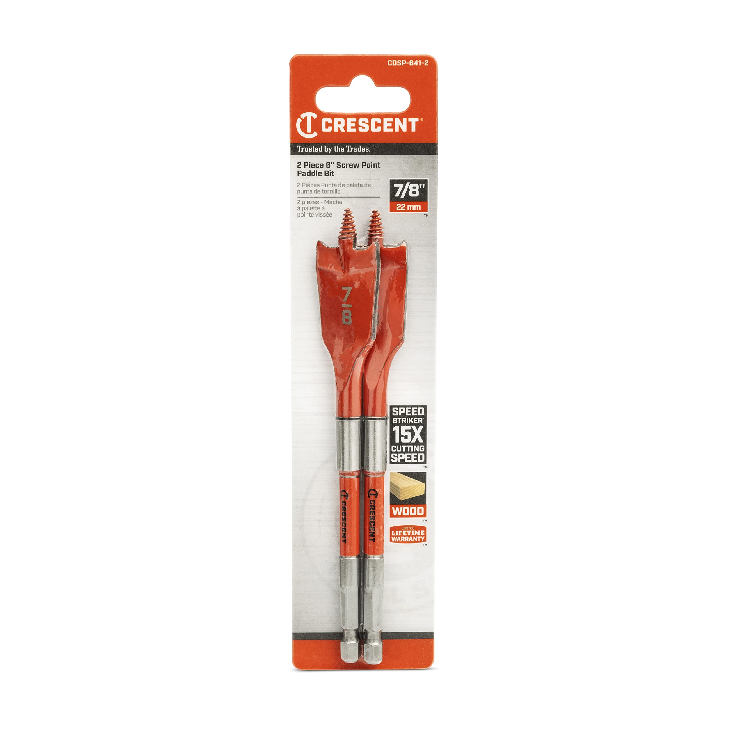 Crescent 2 Piece Screw Point Paddle Drill Bit | 6" x 7/8" | CDSP-641-2 - Image 6