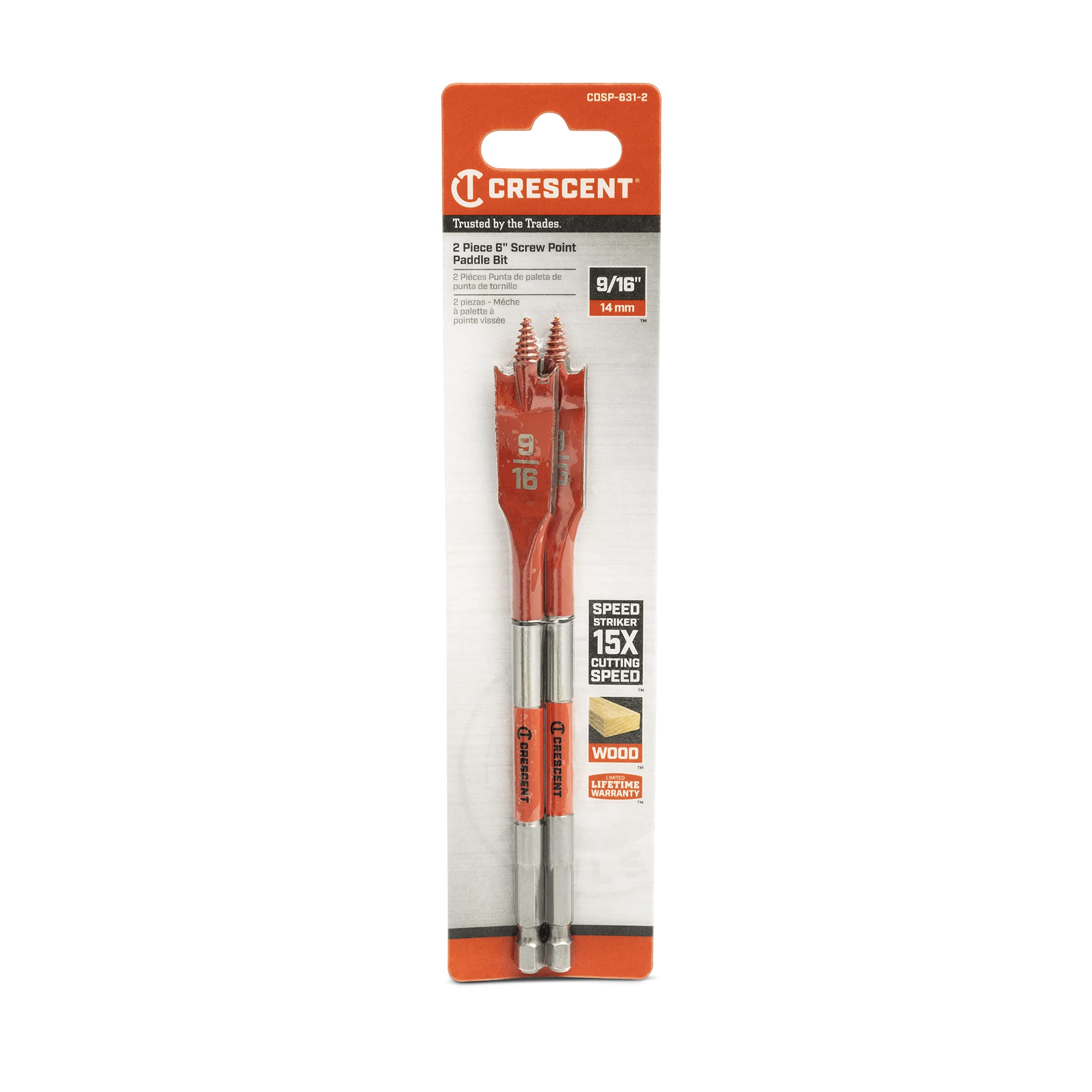 Crescent 2 Piece Screw Point Paddle Drill Bit | 6" x 9/16" | CDSP-631-2 - Image 6