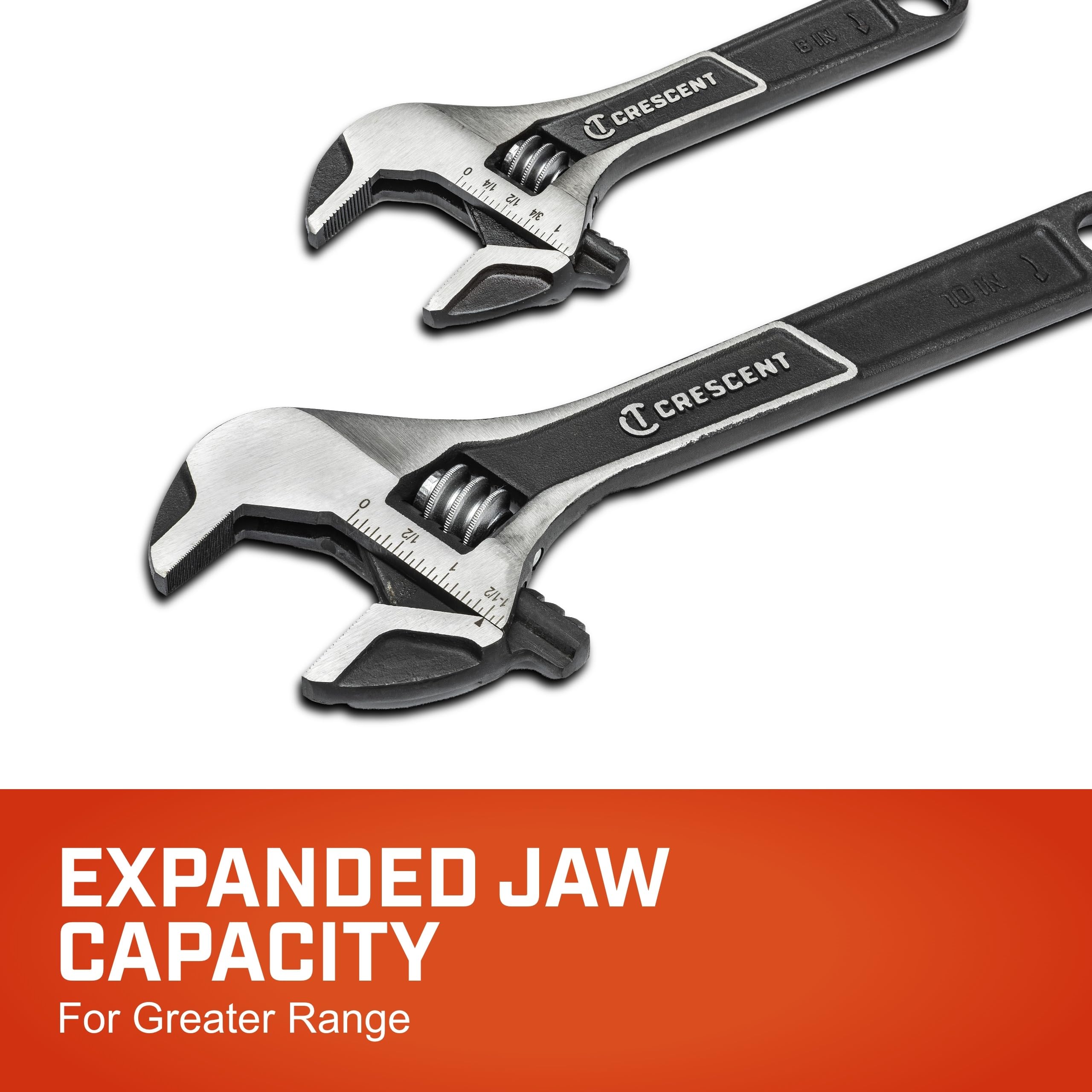 Crescent 2 Piece Wide Jaw Adjustable Wrench Set | 6" & 10" | ATWJ2610VS - Image 2