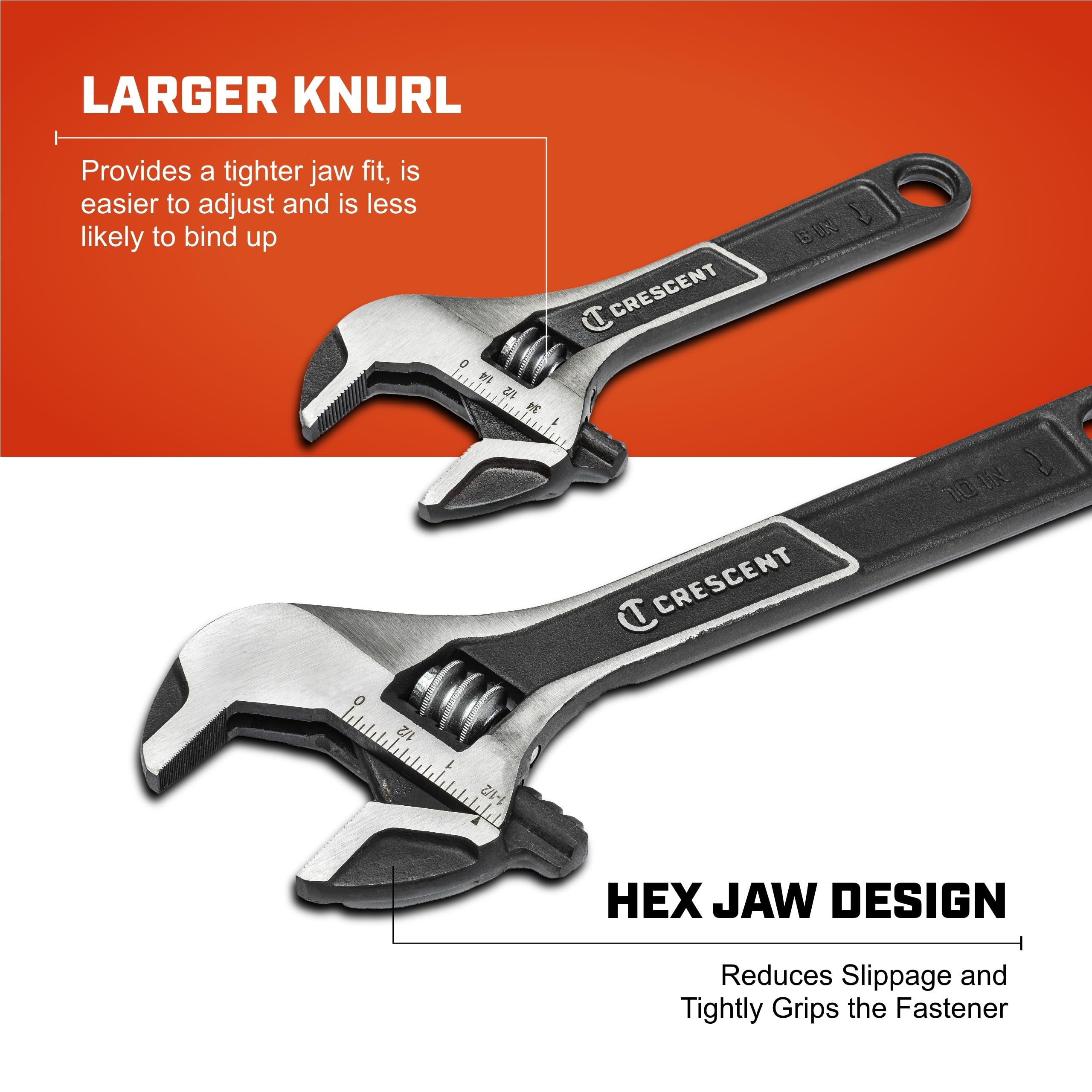 Crescent 2 Piece Wide Jaw Adjustable Wrench Set | 6" & 10" | ATWJ2610VS - Image 3