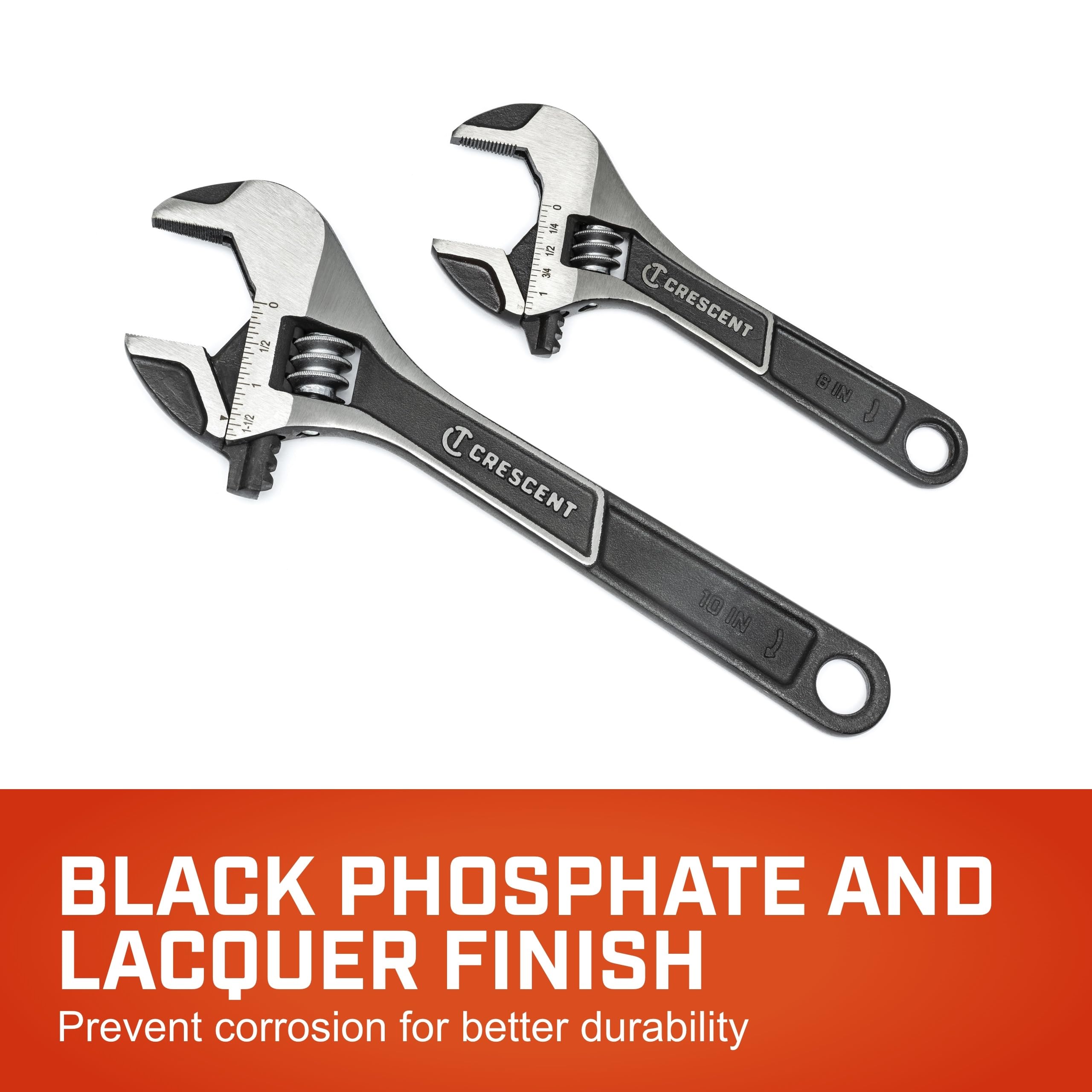 Crescent 2 Piece Wide Jaw Adjustable Wrench Set | 6" & 10" | ATWJ2610VS - Image 4