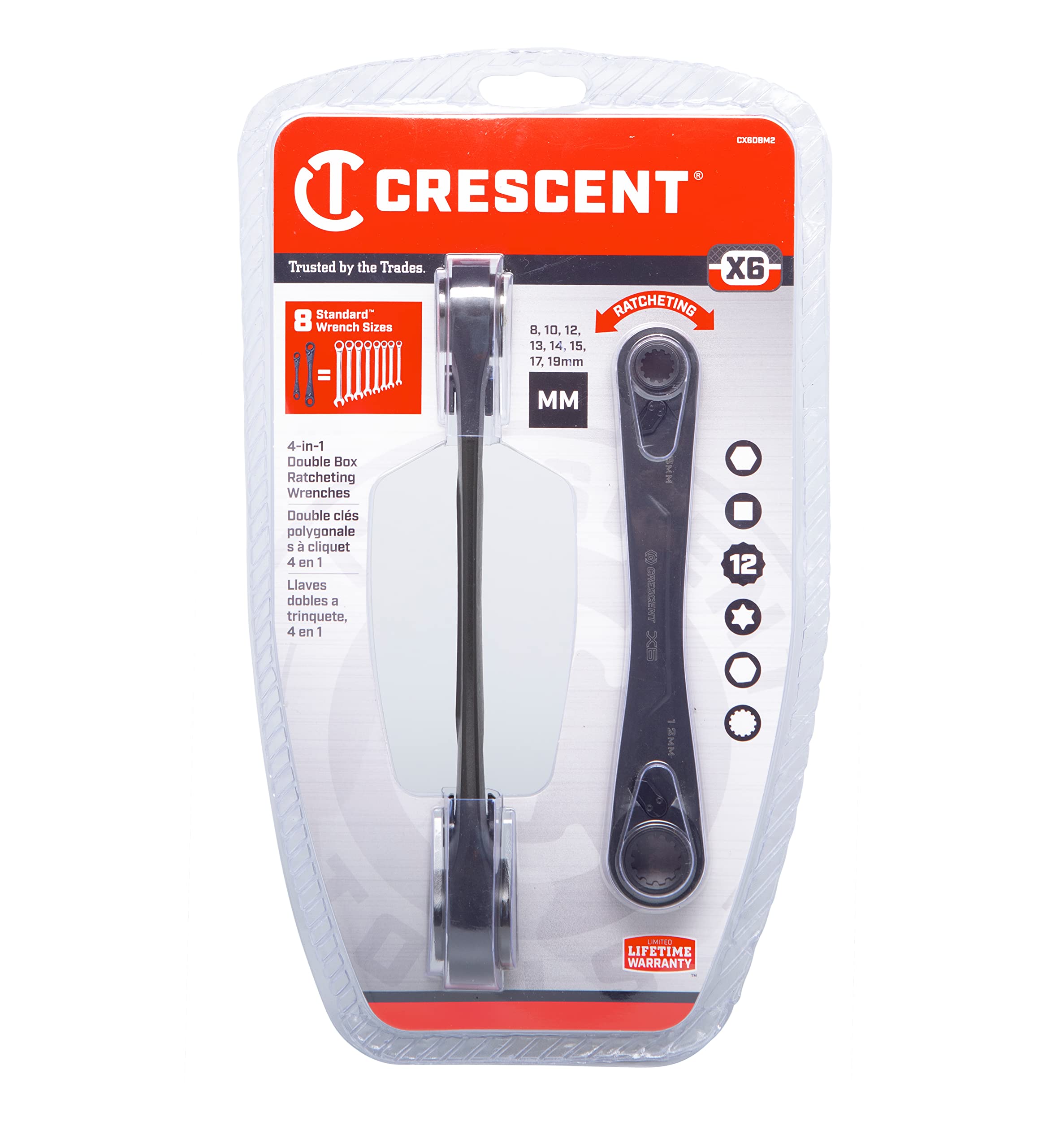 Crescent 2 Piece X6 4-in-1 Black Oxide Spline Ratcheting Metric Wrench Set - CX6DBM2 - Image 4