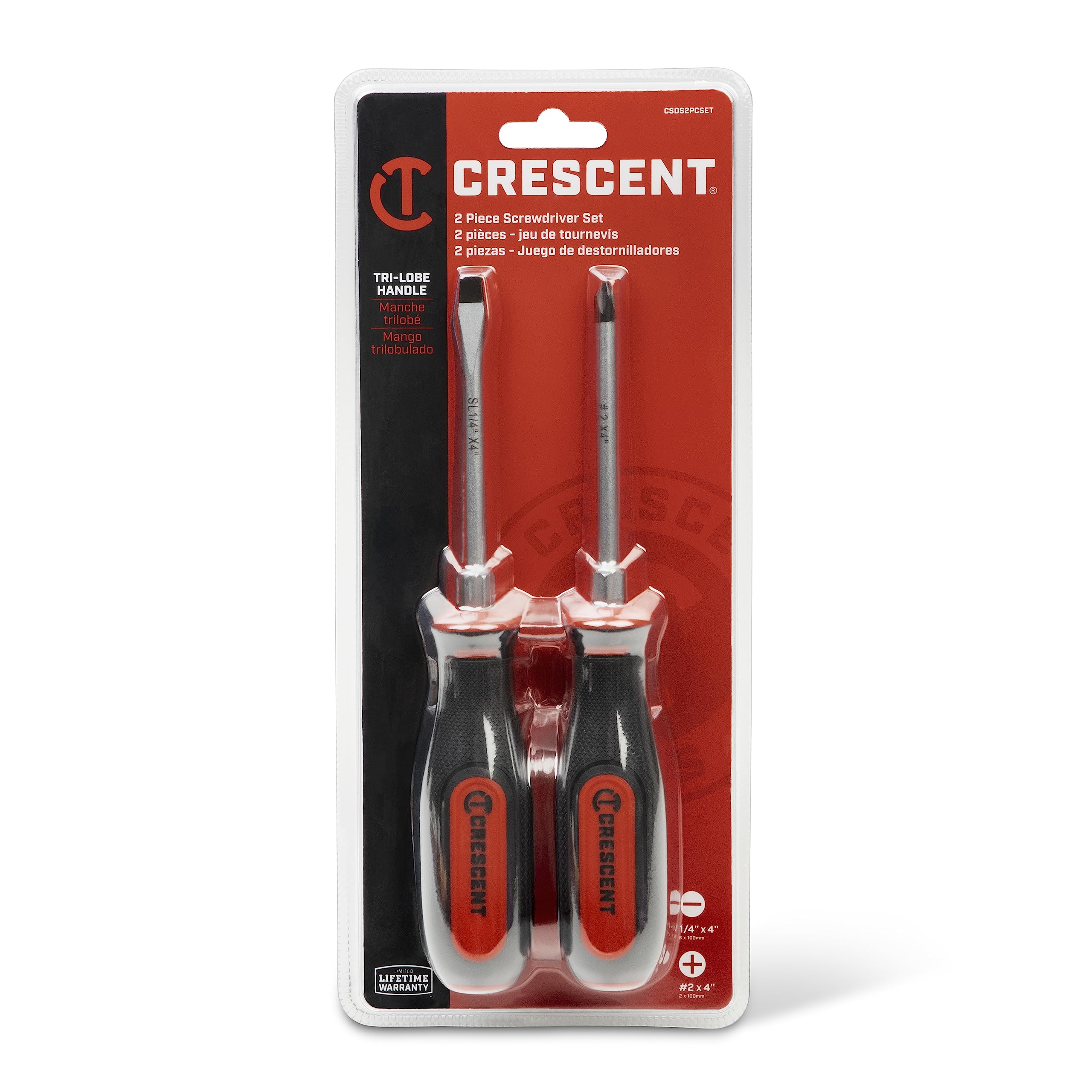 Crescent 2PC Dual Material Screwdriver Set with Phillips #2x4" and Slotted 1/4"x4" - CSDS2PCSET - Image 6