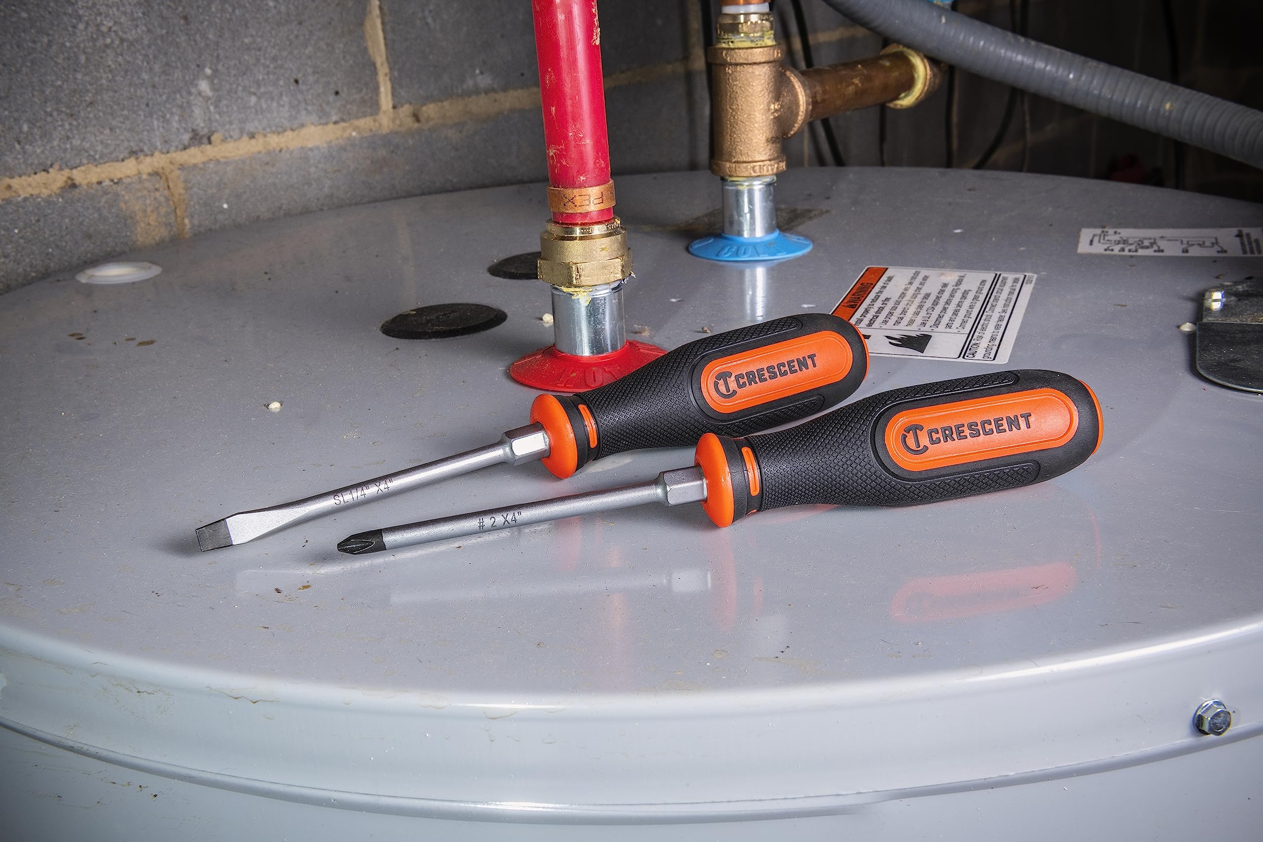 Crescent 2PC Dual Material Screwdriver Set with Phillips #2x4" and Slotted 1/4"x4" - CSDS2PCSET - Image 7