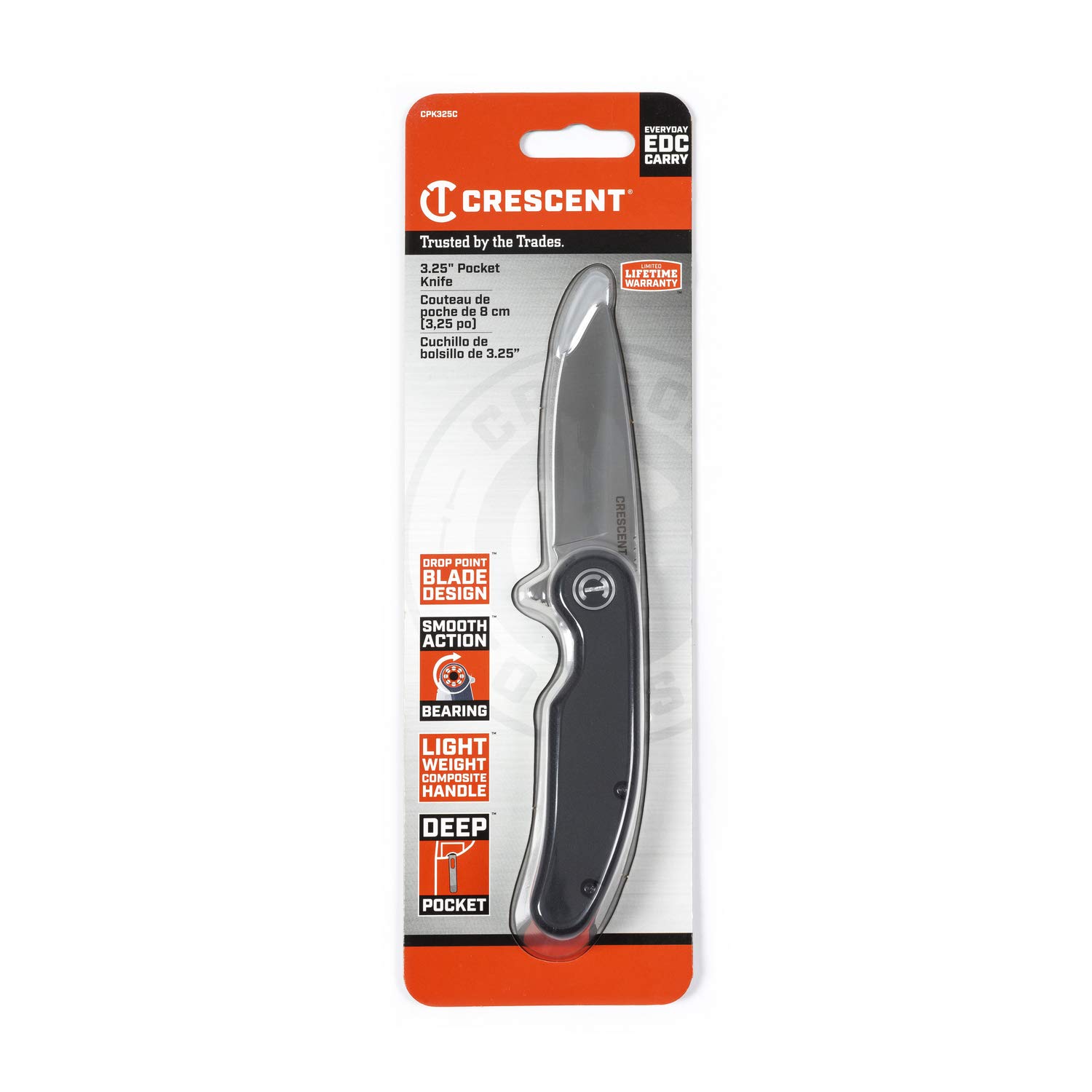 Crescent 3-1/4 Inch Drop Point Composite Handle Pocket Knife - CPK325C - Image 16