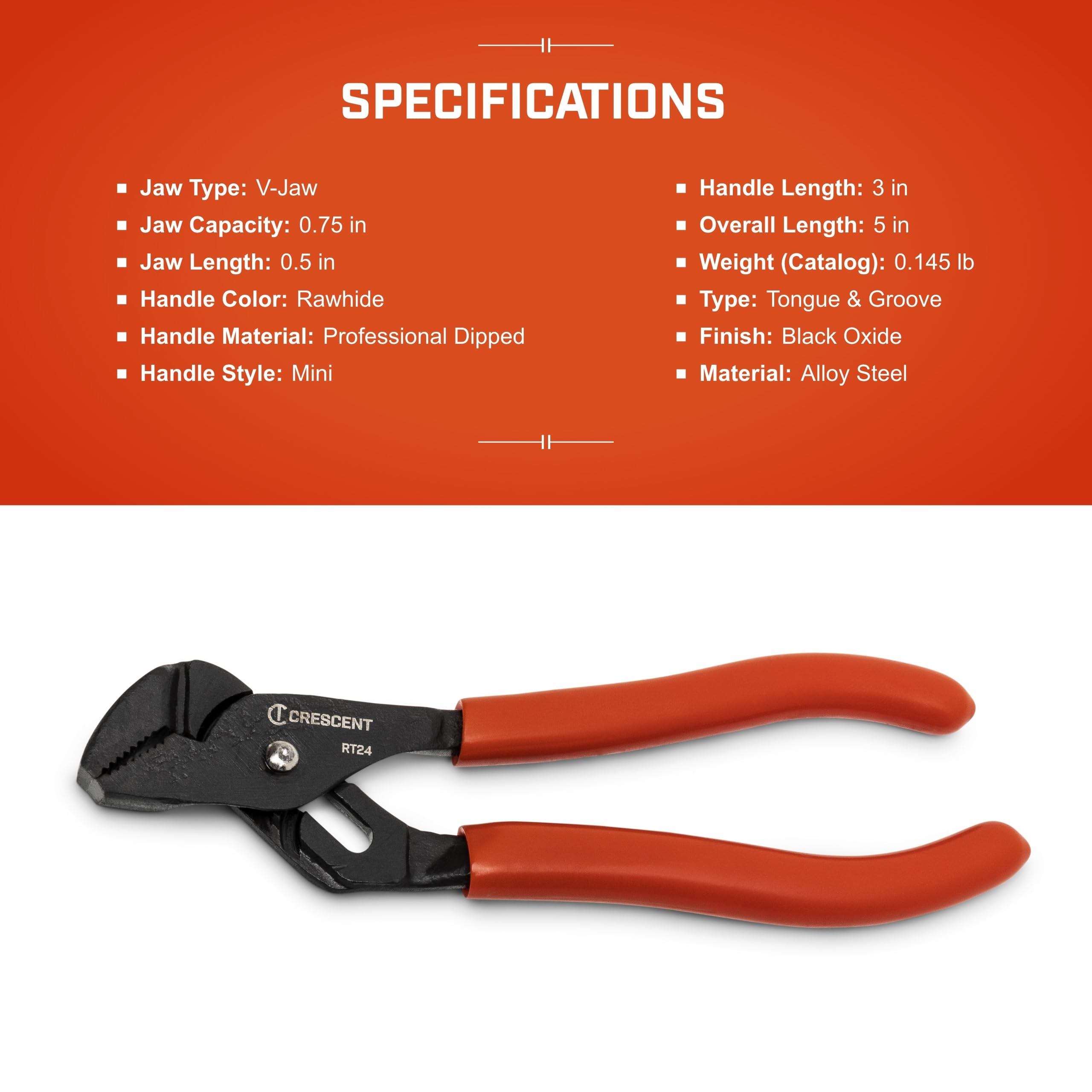 Crescent 4-1/2" Mini Dipped Handle Tongue and Groove Pliers | RT24CVS-05 - Image 6