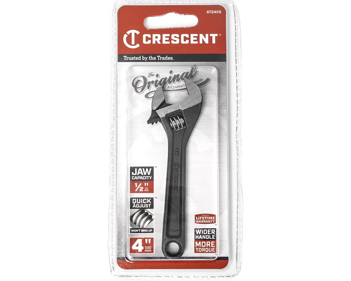 Crescent 4" Adjustable Black Oxide Wrench - Carded - AT24VS - Image 3