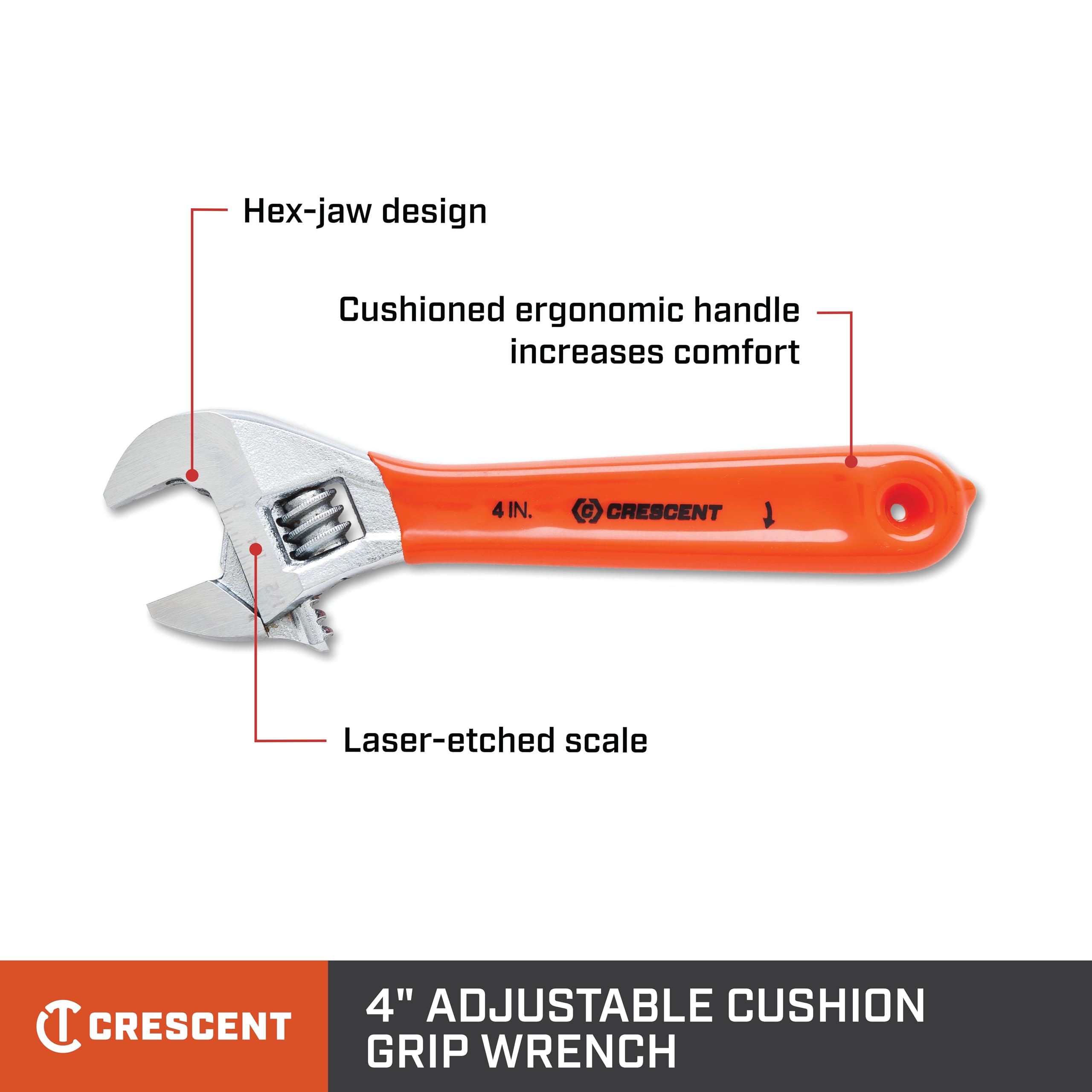 Crescent 4" Adjustable Cushion Grip Wrench - Carded - AC24CVS - Image 2