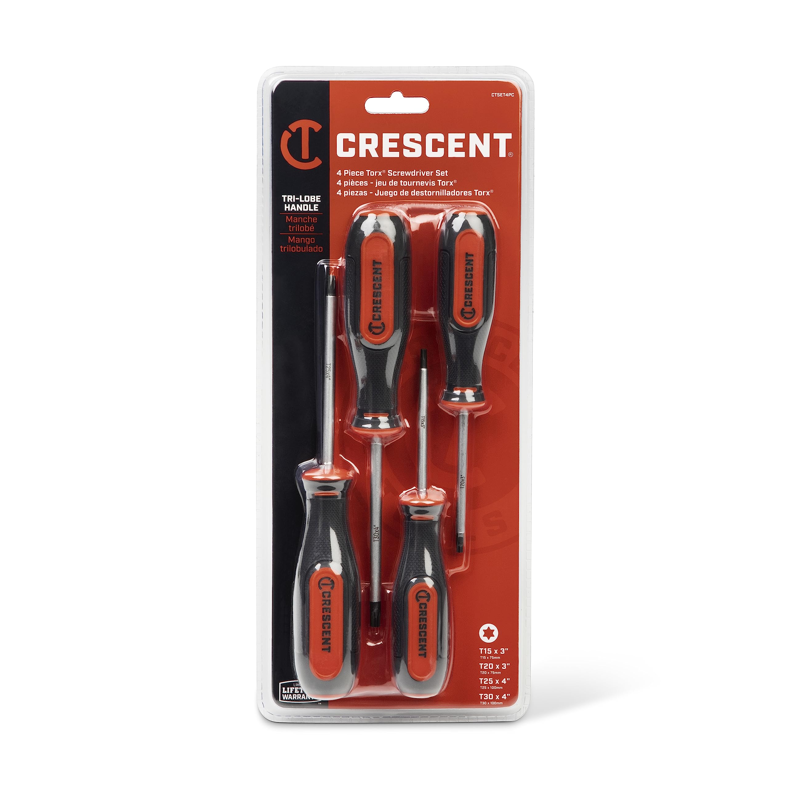 Crescent 4PC Torx Dual Material Screwdriver Set with Torx T15x3", T20x3", T25x4", and T30x4 - CTSET4PC - Image 4