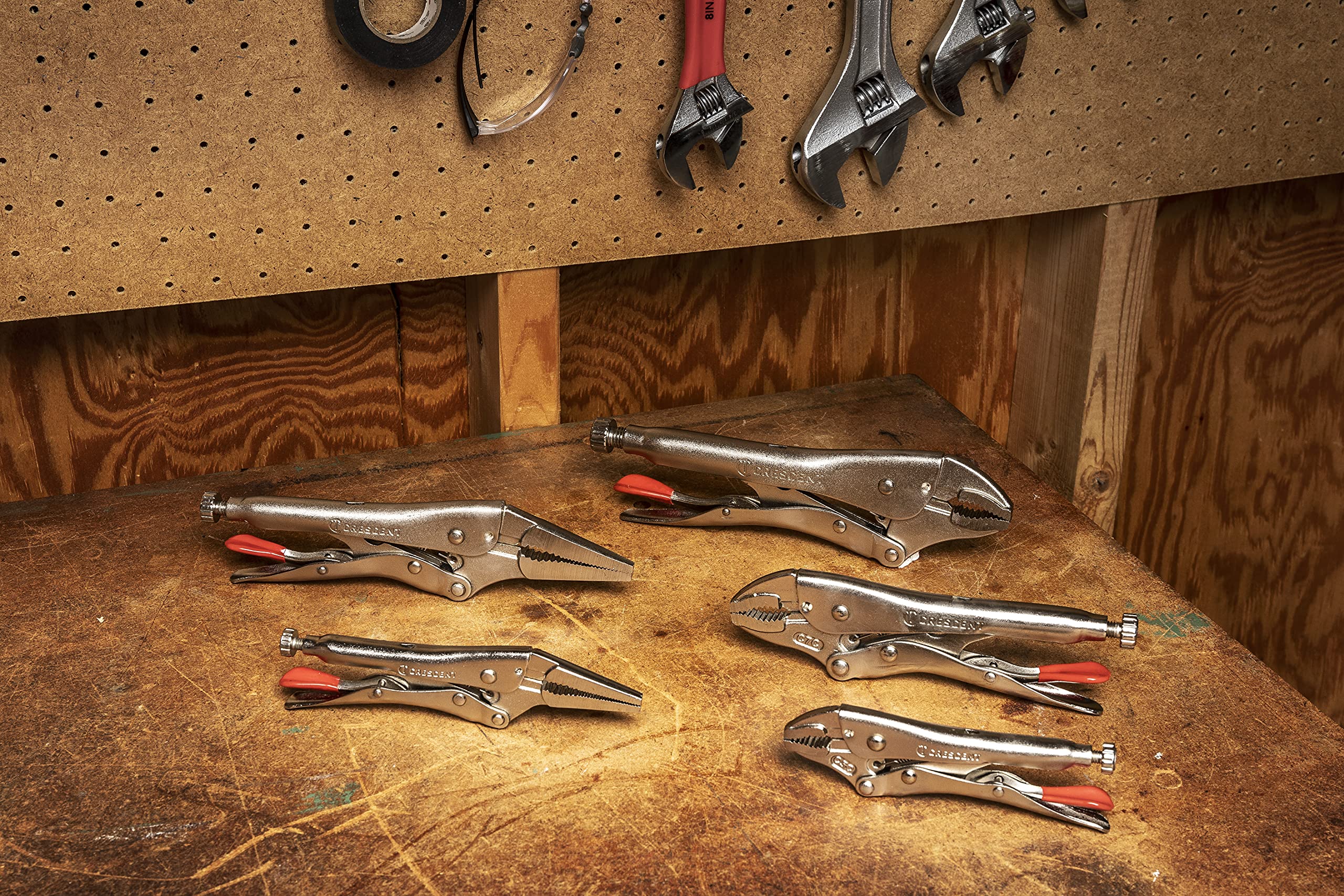 Crescent 5 Piece 5 Inch, 7 Inch & 10 Inch Curved Jaw & 6 Inch & 9 Inch Long Nose Locking Pliers with Wire Cutter - CLP5SETN - Image 11
