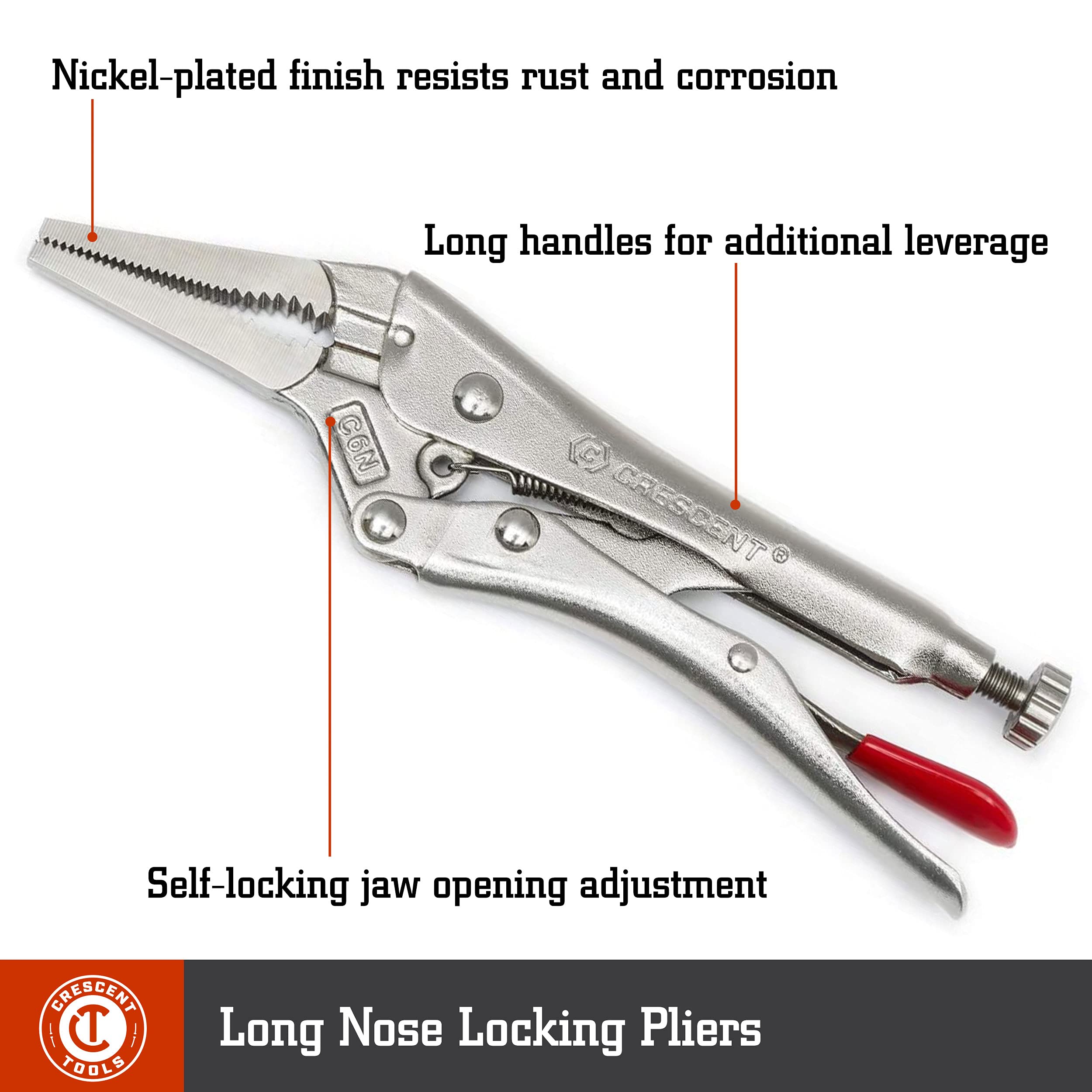 Crescent 6" Long Nose Locking Pliers with Wire Cutter - C6NVN - Image 2