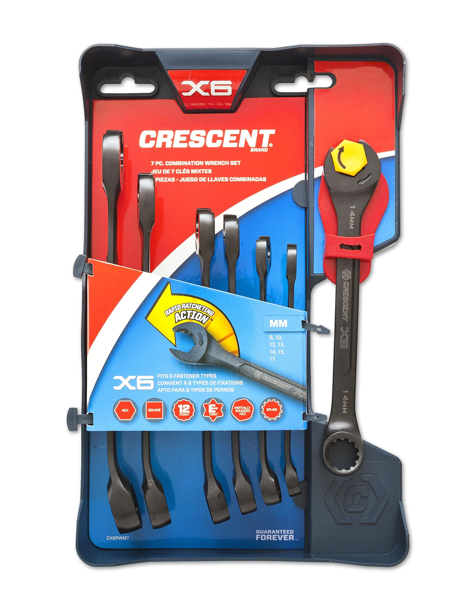 Crescent 7 Piece X6™ Black Oxide Spline Open End Ratcheting Combination Metric Wrench Set - CX6RWM7 - Image 2