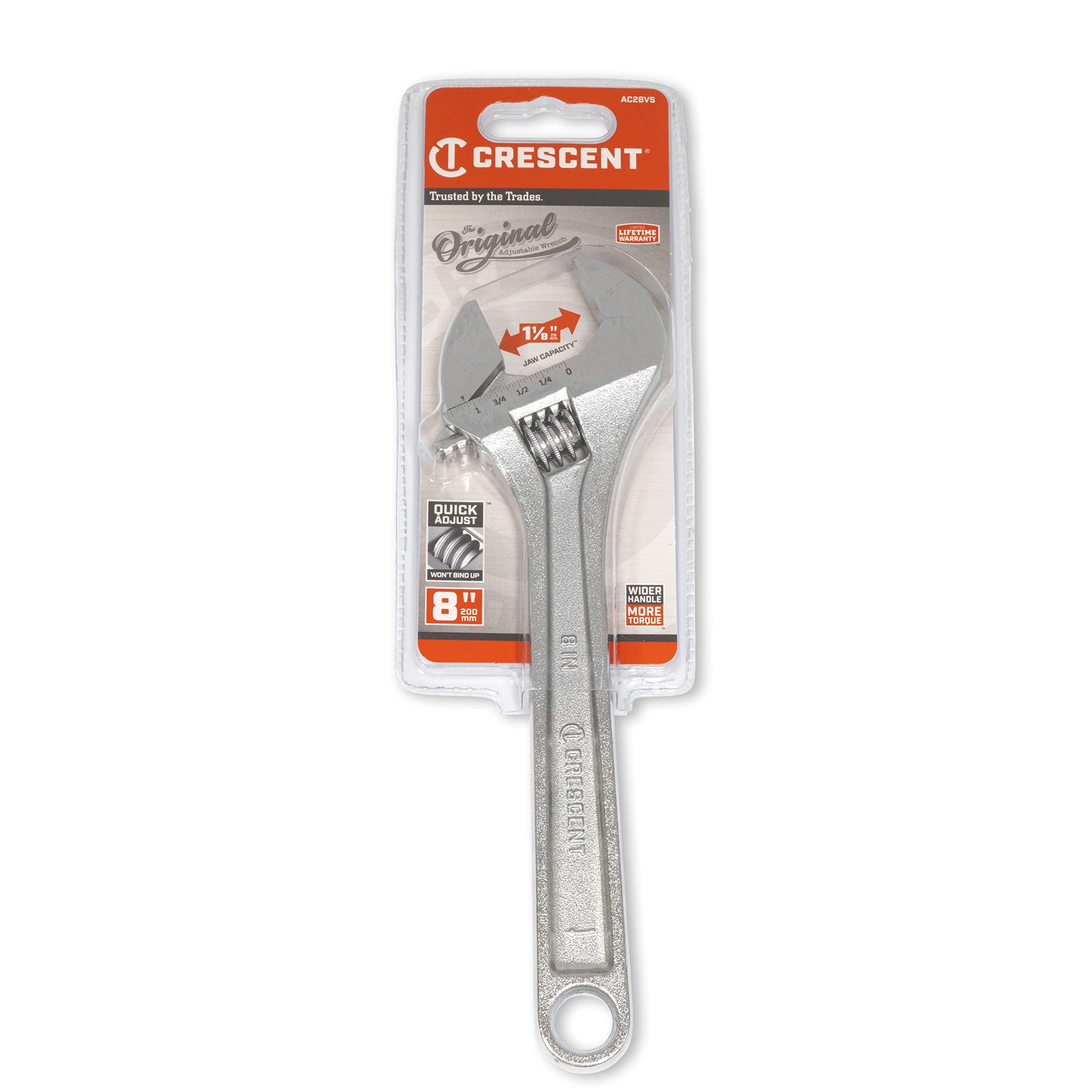 Crescent 8" Adjustable Wrench - Carded - AC28VS, Chrome - Image 5