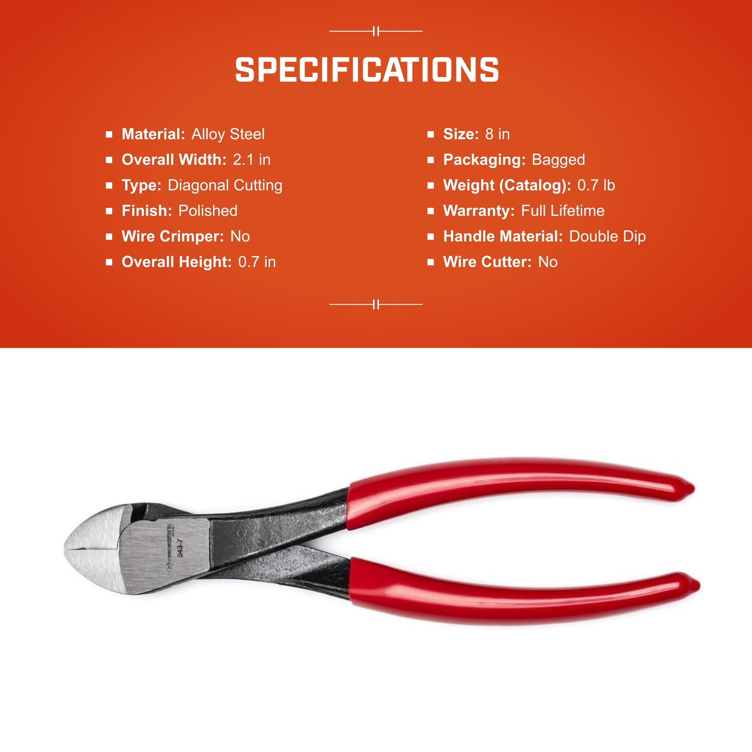 Crescent 8" Heavy-Duty Diagonal Flush Cutting Pliers - Bagged - 5438CENN - Image 5