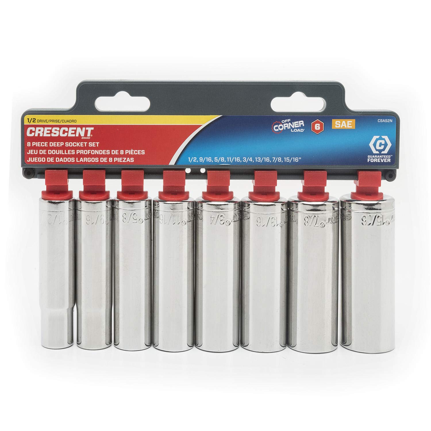 Crescent 8 Pc. 1/2" Drive 6 Point Deep SAE Socket Set - CSAS2N