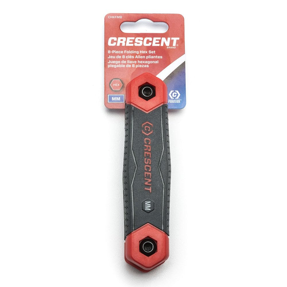 Crescent 8 Piece Folding Metric Hex Dual Material Key Set - CHKFM8 , Black - Image 2