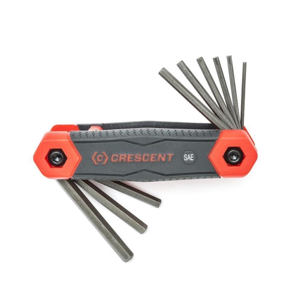 Crescent 9 Piece Folding SAE Hex Dual Material Key Set - CHKFSAE9 , Black