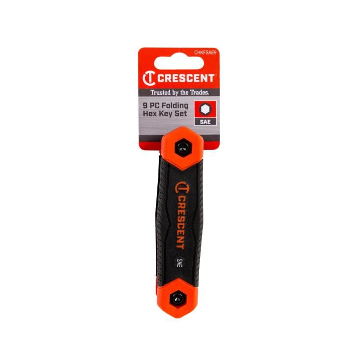 Crescent 9 Piece Folding SAE Hex Dual Material Key Set - CHKFSAE9 , Black - Image 2