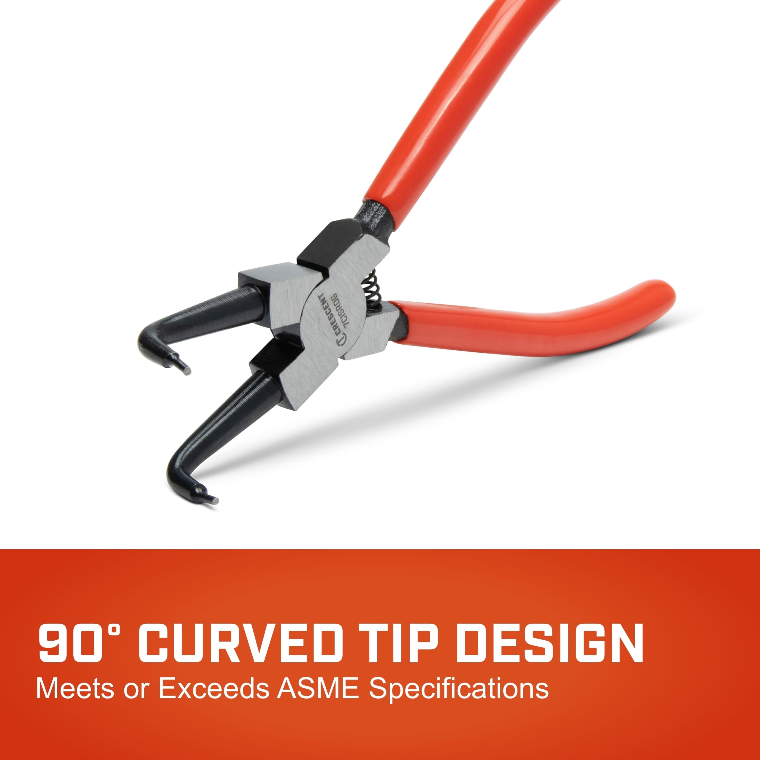 Crescent 90-Degrees Internal Snap Ring Pliers - Heavy Duty Mechanic Tool for Internal Snap Rings Removal - Curved Tips - 7" - 7CISRDG - Image 2