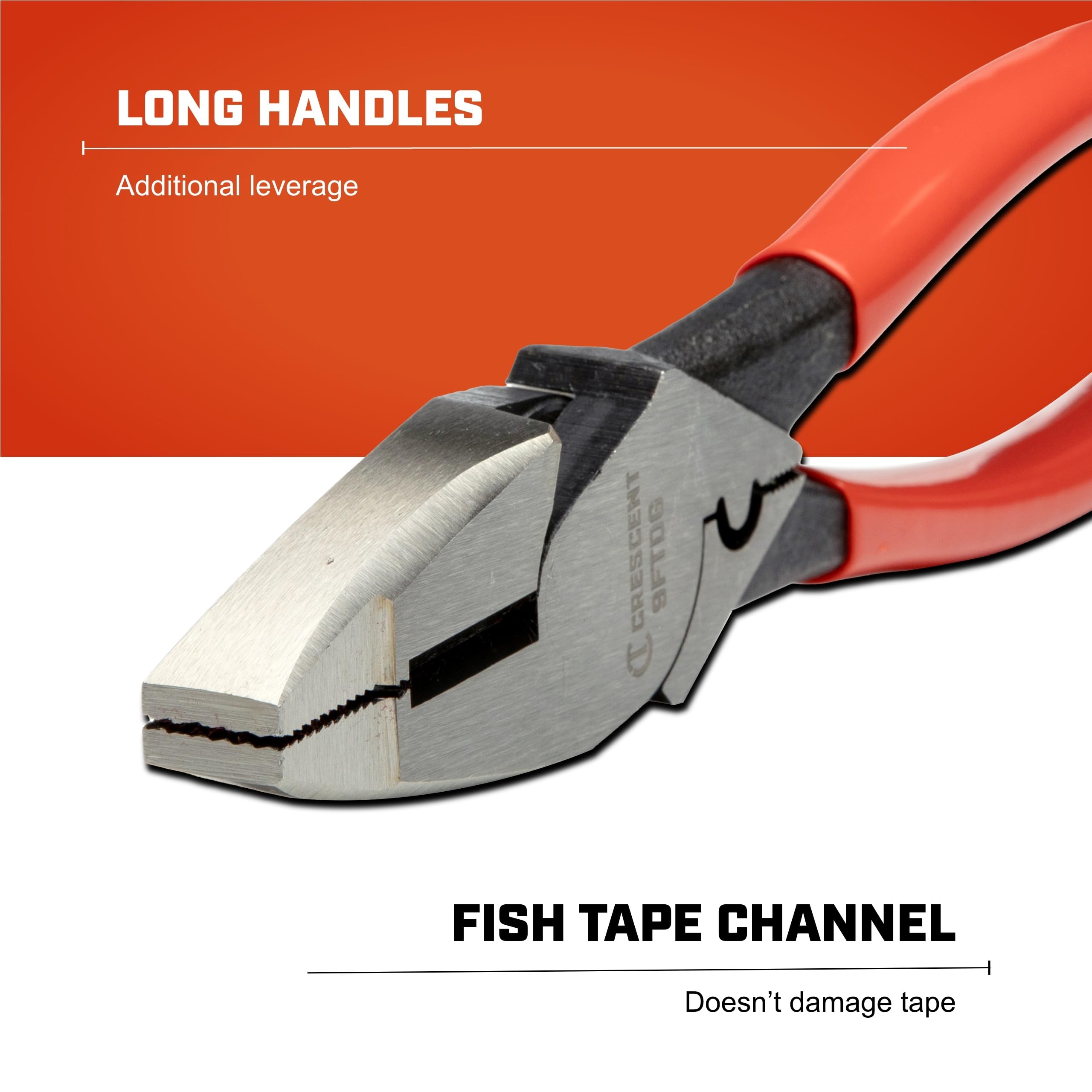 Crescent 9FTDG Linesman Wide Fish Tape Puller Dipped Plier, 9.5" Size - Image 5