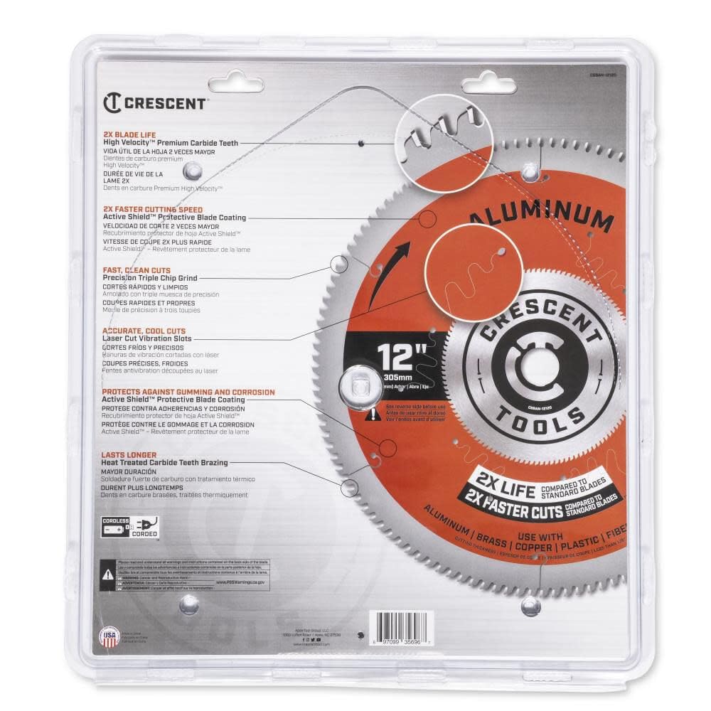 Crescent Apex Circular Saw Blade 12'' X 120 Tooth Thin Aluminum - Image 3