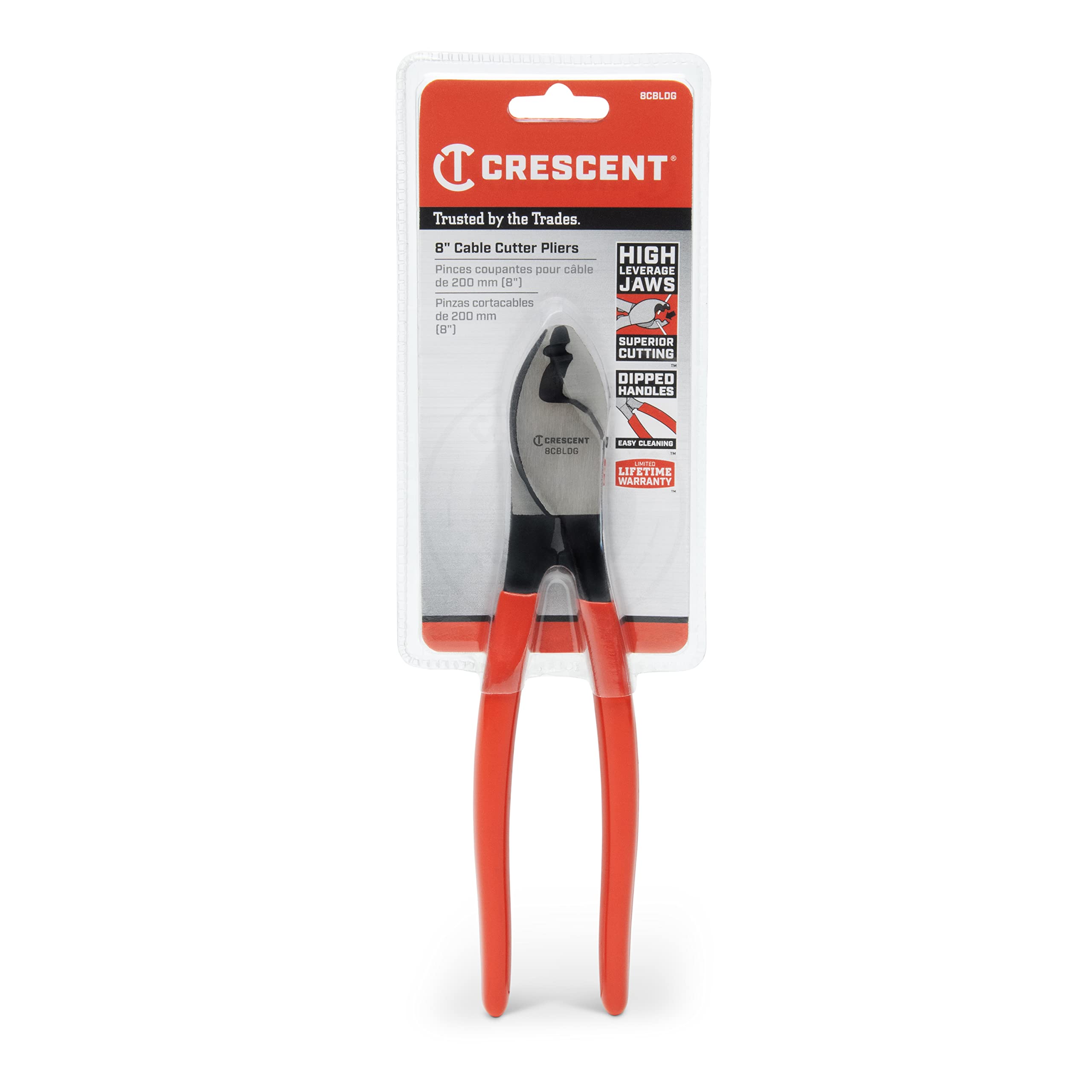 Crescent Cable Cutter, Dipped Handle Pliers - Premium Cutting Pliers with Sheer-Cut Blades & Ergonomic Grip - Professional-Grade Hand Tool - 8" - 8CBLDG - Image 2
