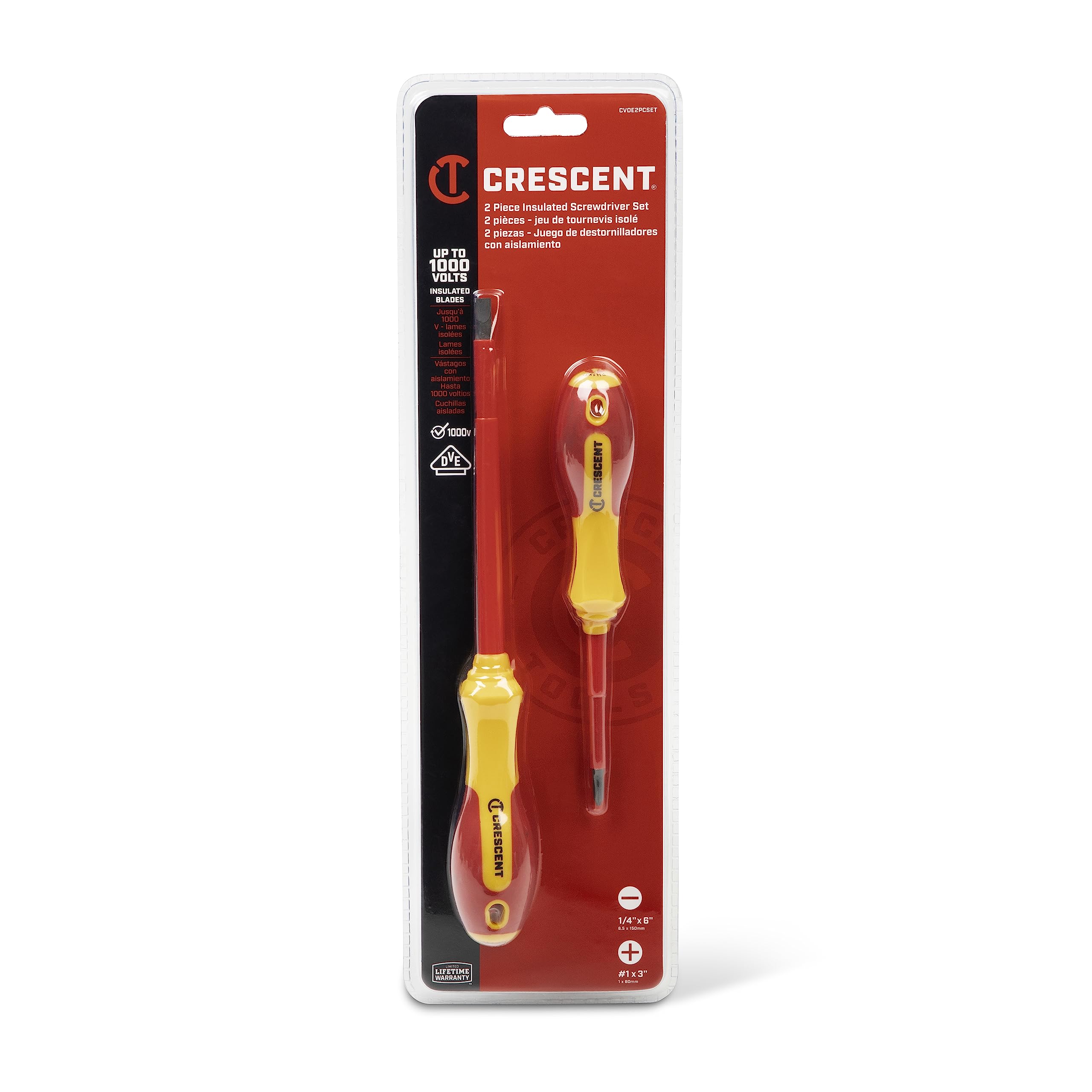 Crescent ‎CRESCENT 2 Piece Insulated, Mixed Screwdriver Set - Phillips #1x3" and Slotted 1/4"x6" - CVDE2PCSET - Image 7