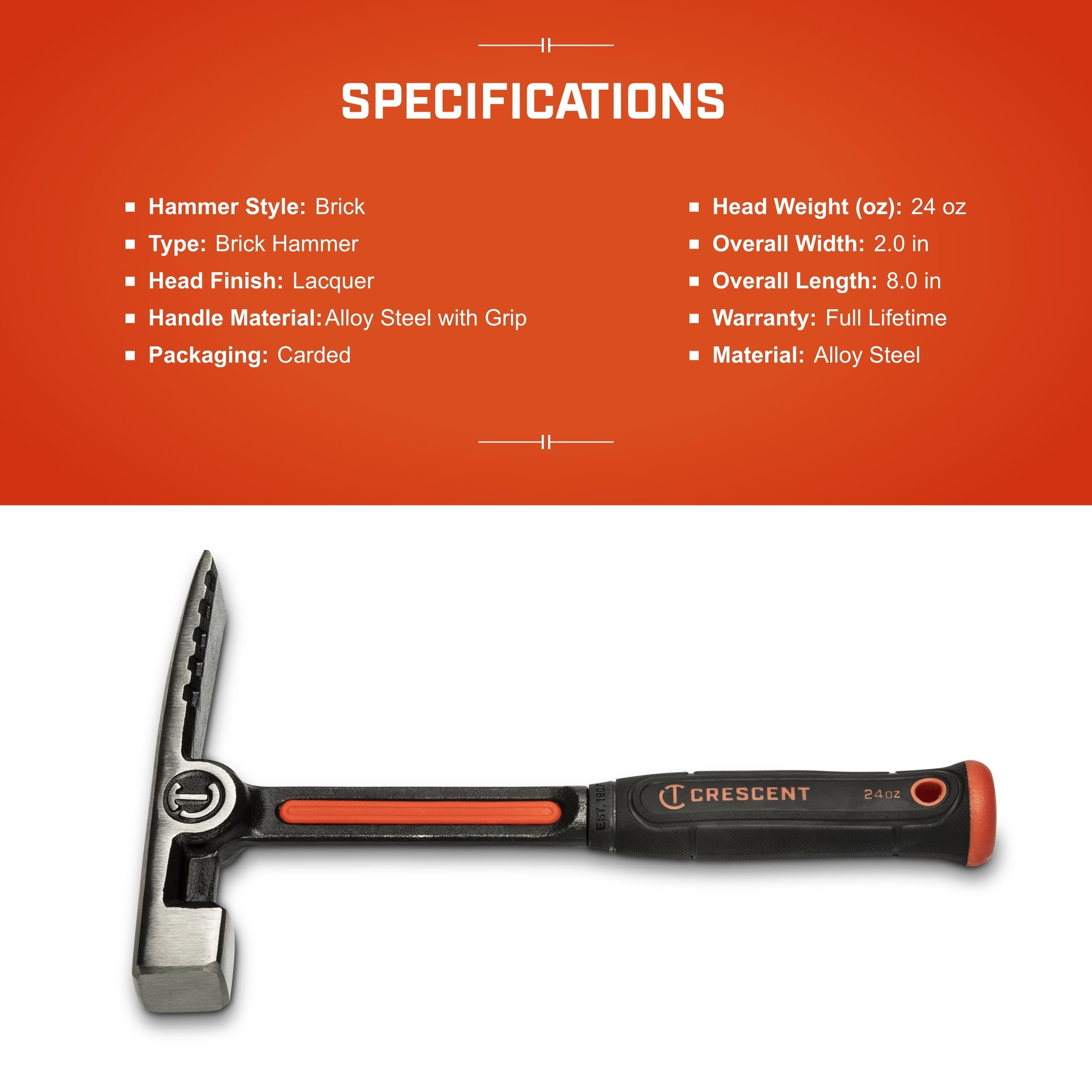 Crescent - Crescent 24 Oz. Steel Brick Hammer (CHSBK24) - Image 4