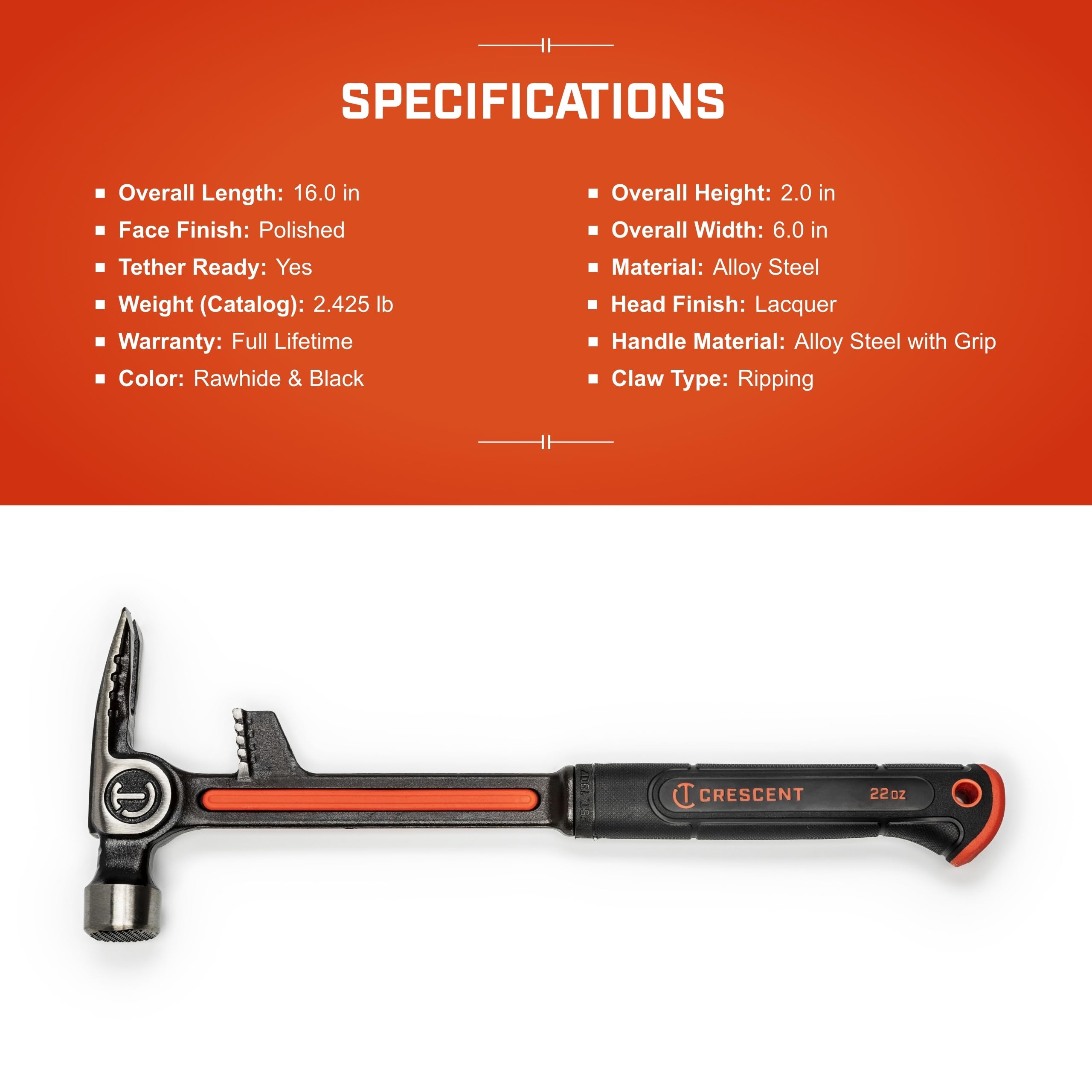 CRESCENT - Crescent Hammer Steel Demo Milled 22 Oz (CHSDEM22) - Image 5