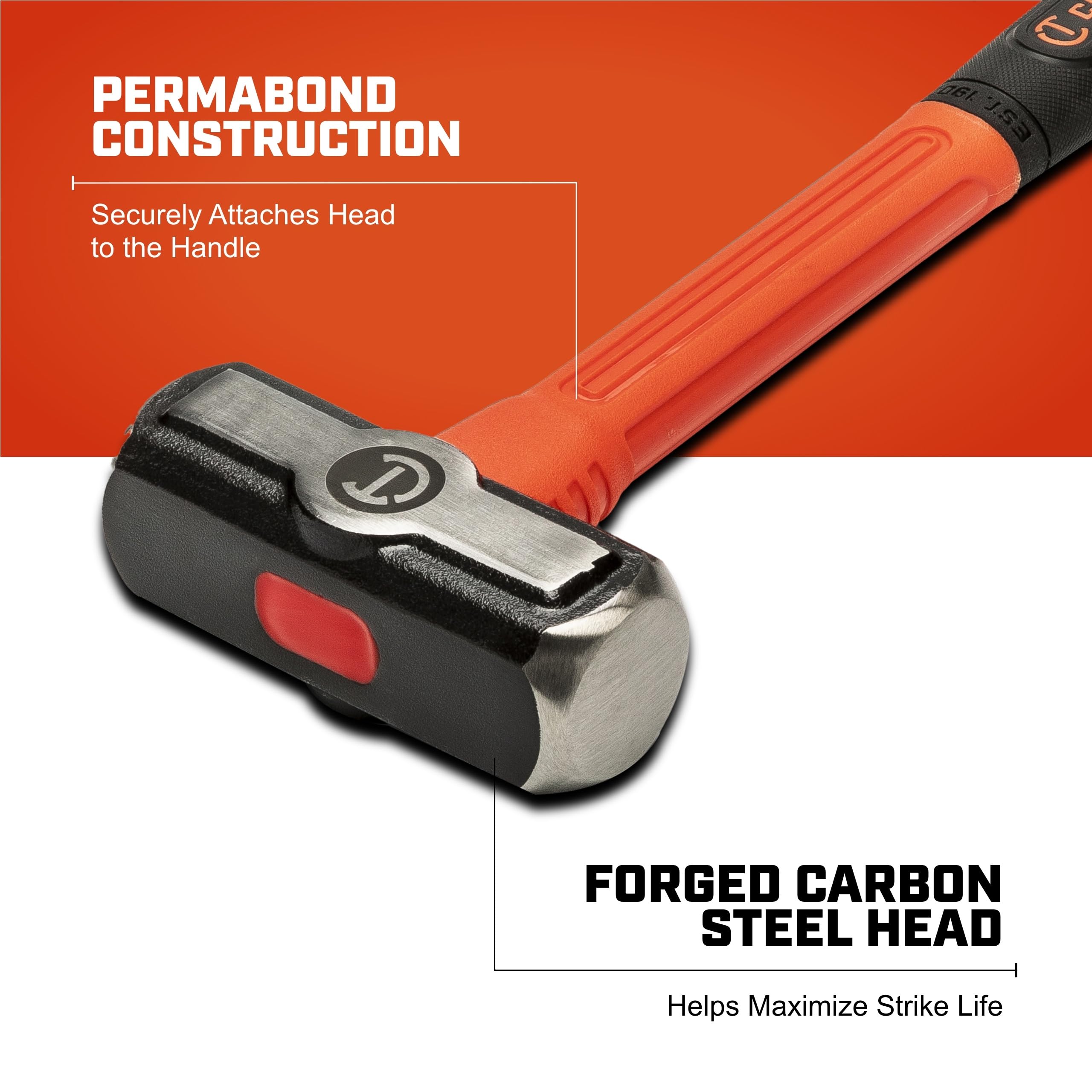 Crescent Fiberglass Engineer Hammer - Shock-Reducing Hammer with Ergonomic Grip & Forged Steel Head - Premium Hand Tool - 2 1/2 lb - CHFENG40 - Image 3