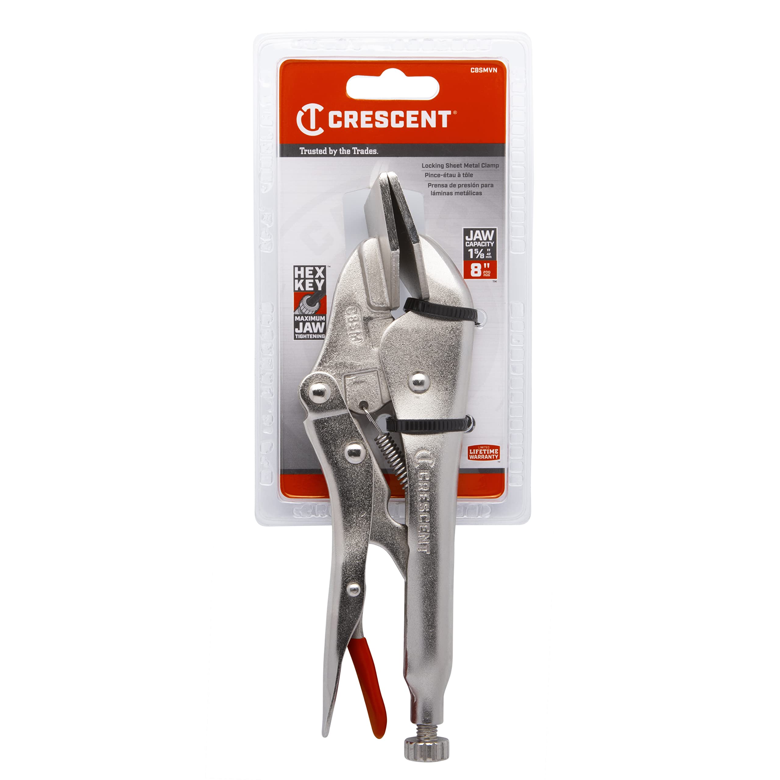 Crescent Locking C-Clamp with Swivel Pad Tips - Heavy-Duty Adjustable Clamp with Hex Key Recess & Compound Action - C11CCSVN - 11", Red - Image 5