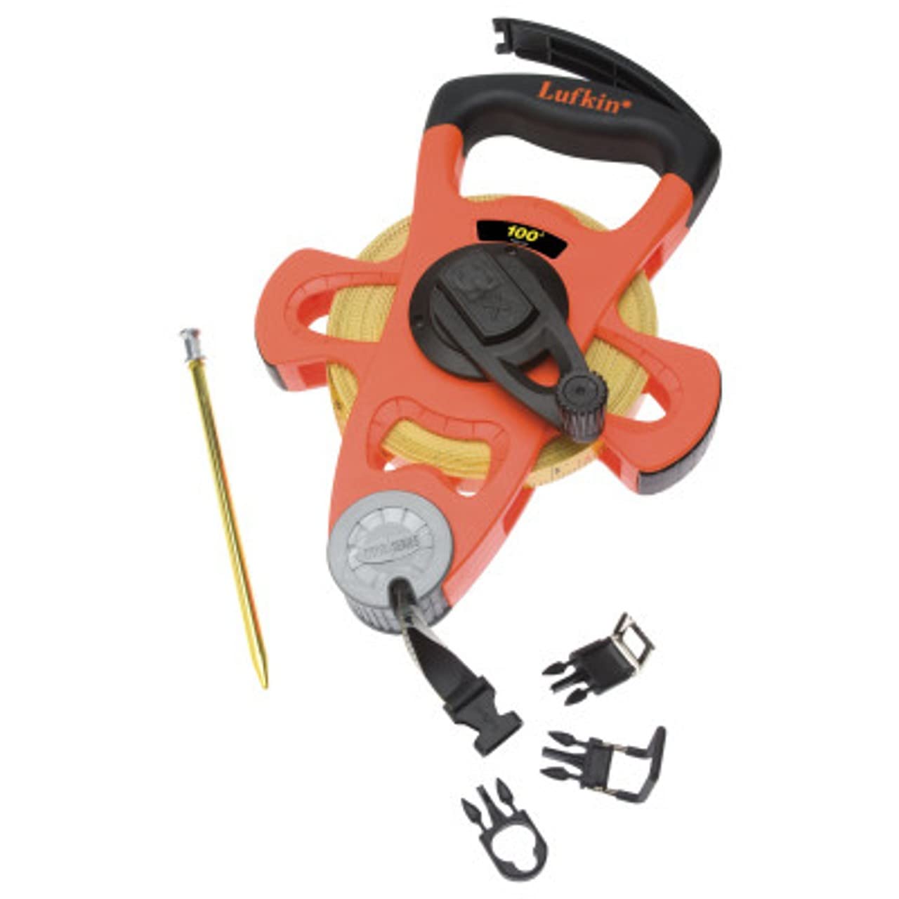 Crescent Lufkin 1/2" x 30m/100' Hi-Viz Orange Fiberglass SAE/Metric Dual Sided Tape Measure - FM030CME - Image 4