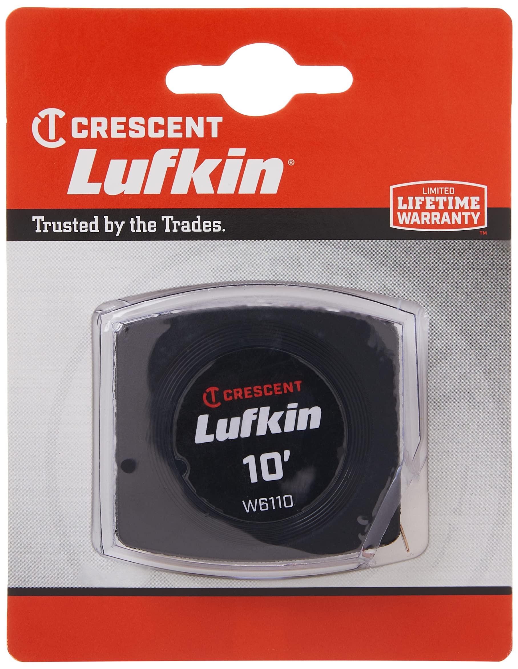 Crescent Lufkin 1/4" x 10' Pee Wee Yellow Clad Pocket Tape Measure - W6110 , Black - Image 4