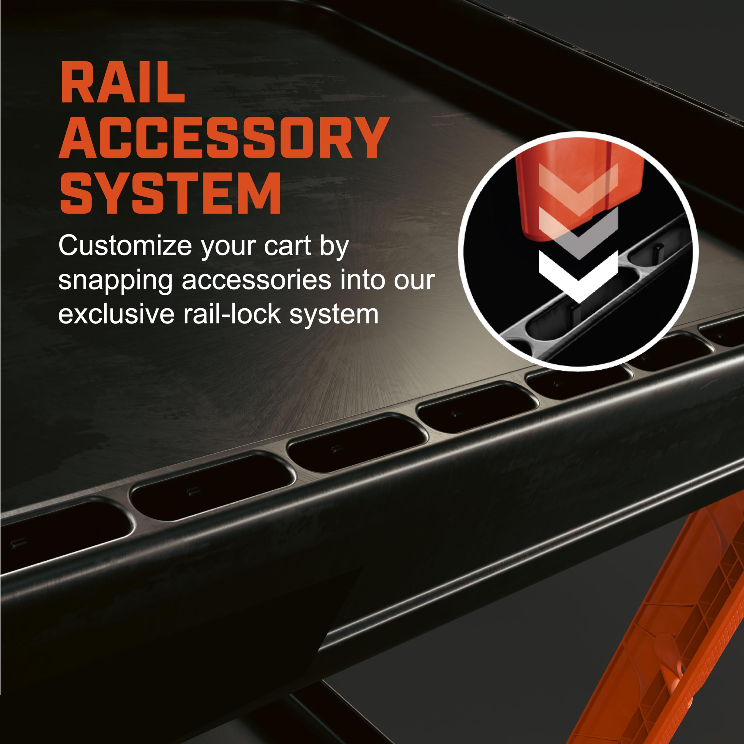 Crescent RAILWORKS 2 Shelf Industrial Utility Cart with 5" Hard Casters | IUC2SCBM - Image 3