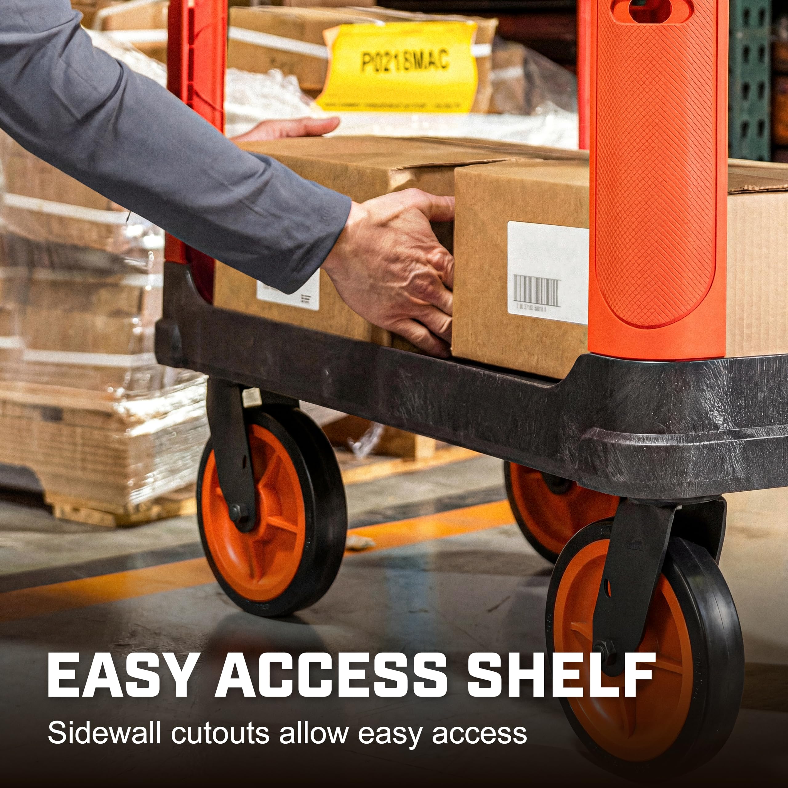 Crescent RAILWORKS 2 Shelf Industrial Utility Cart with 5" Hard Casters | IUC2SCBM - Image 5