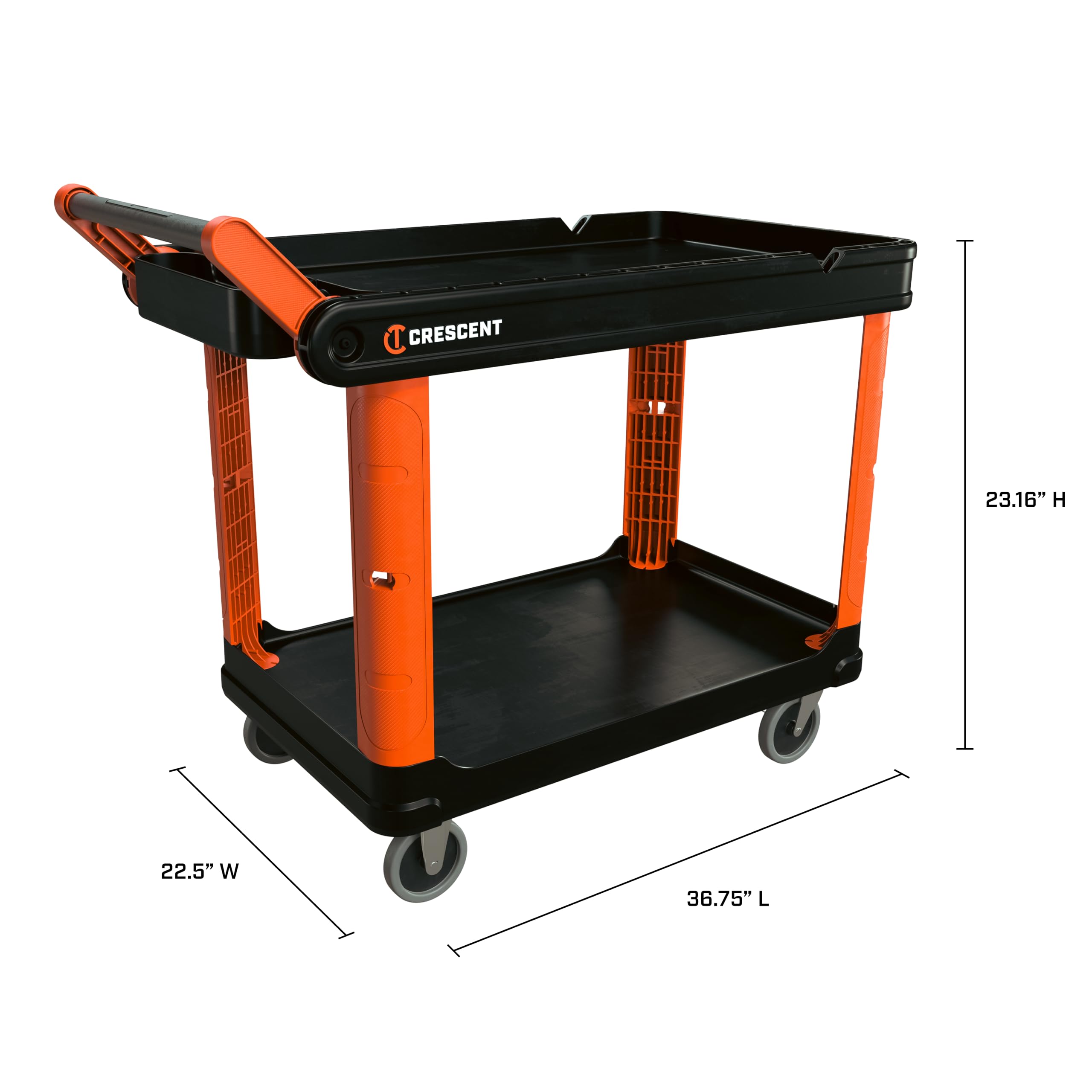 Crescent RAILWORKS 2 Shelf Industrial Utility Cart with 5" Hard Casters | IUC2SCBM - Image 6